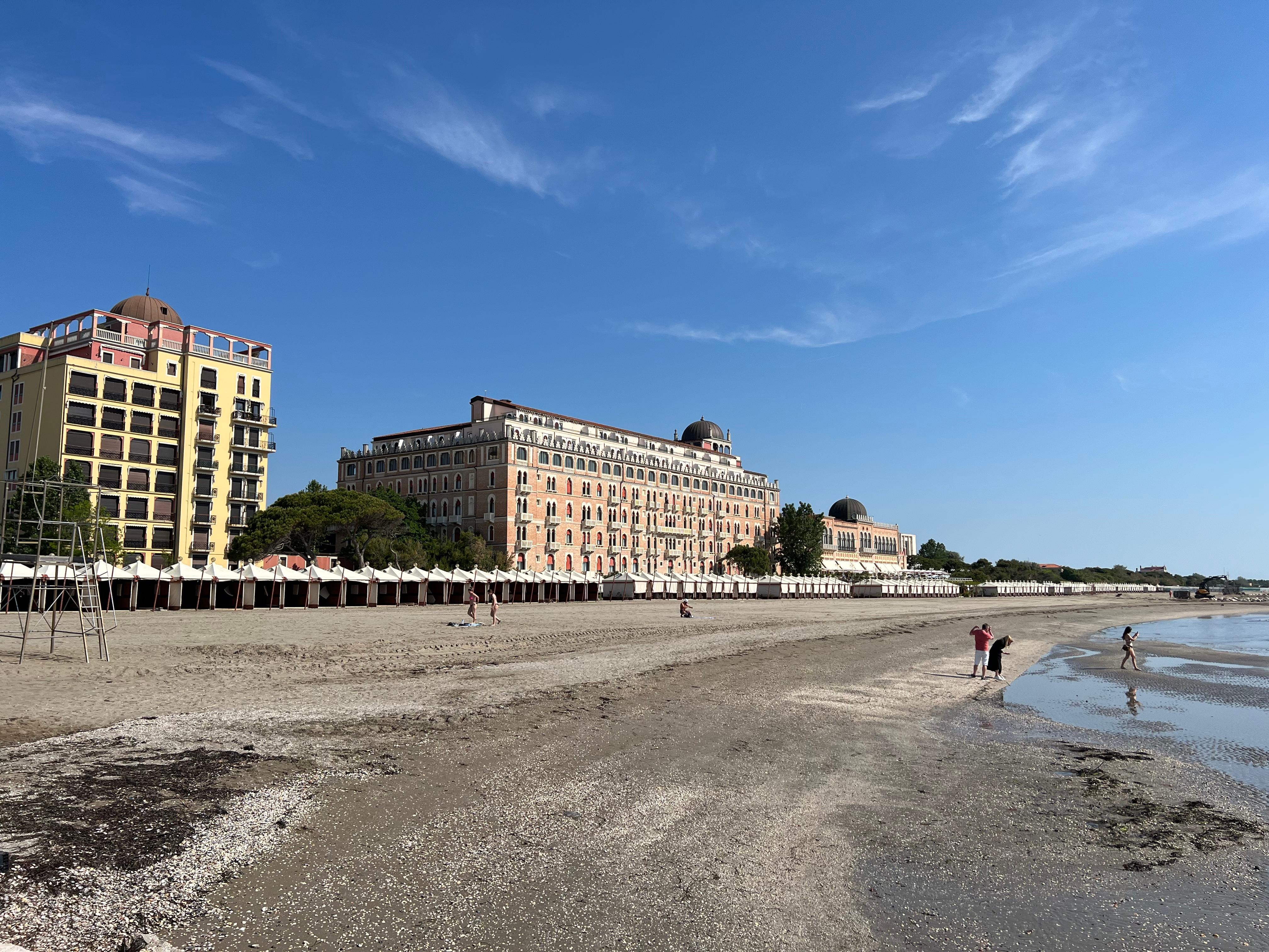 beach (not yet open for season) by the Excelsior palace hotel
