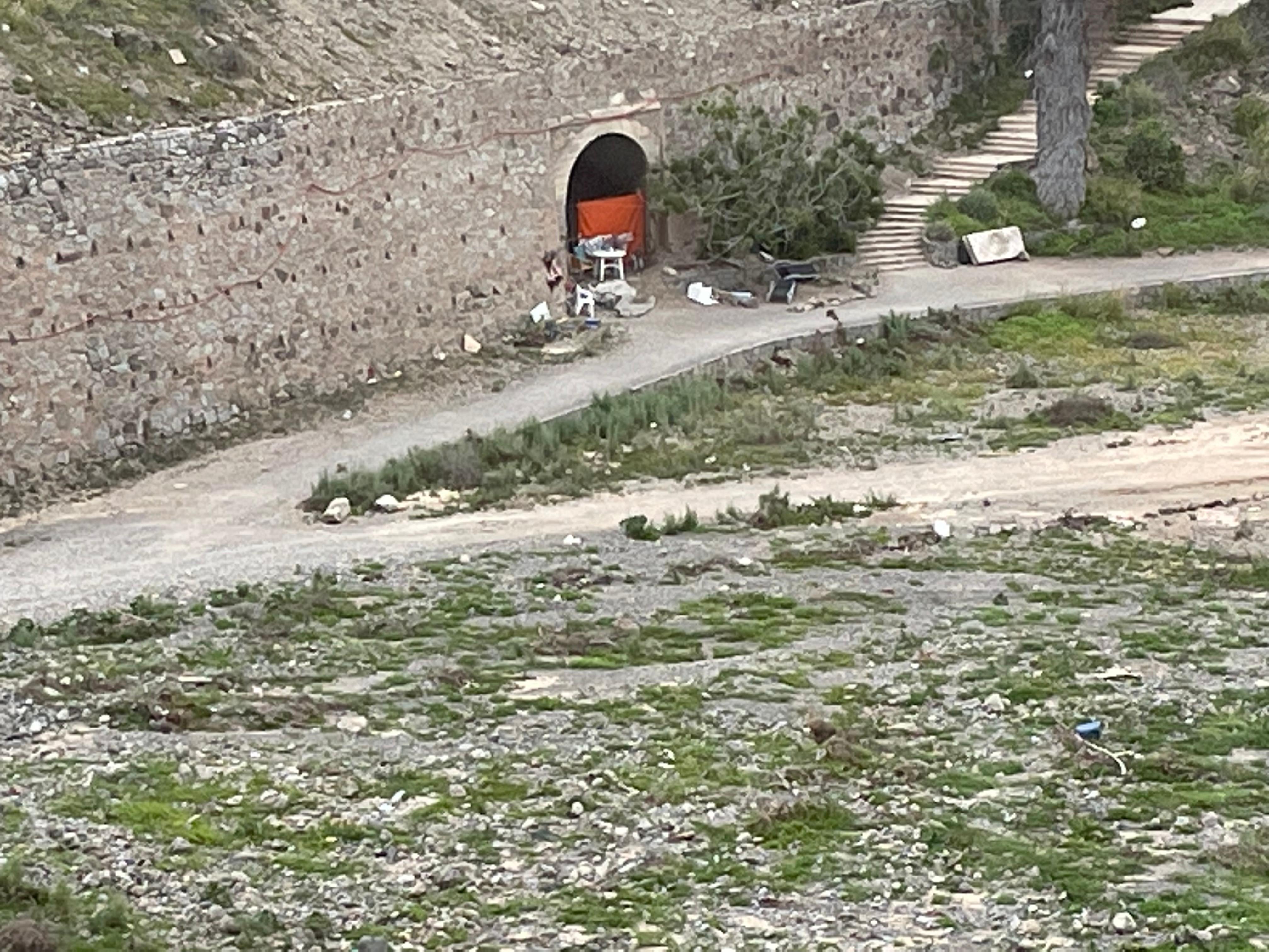 View from the restaurant. Nearby neighbors homeless people.