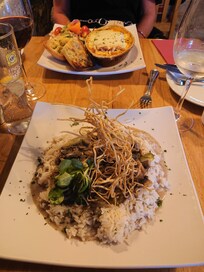 Meal in the restaurant in the evening