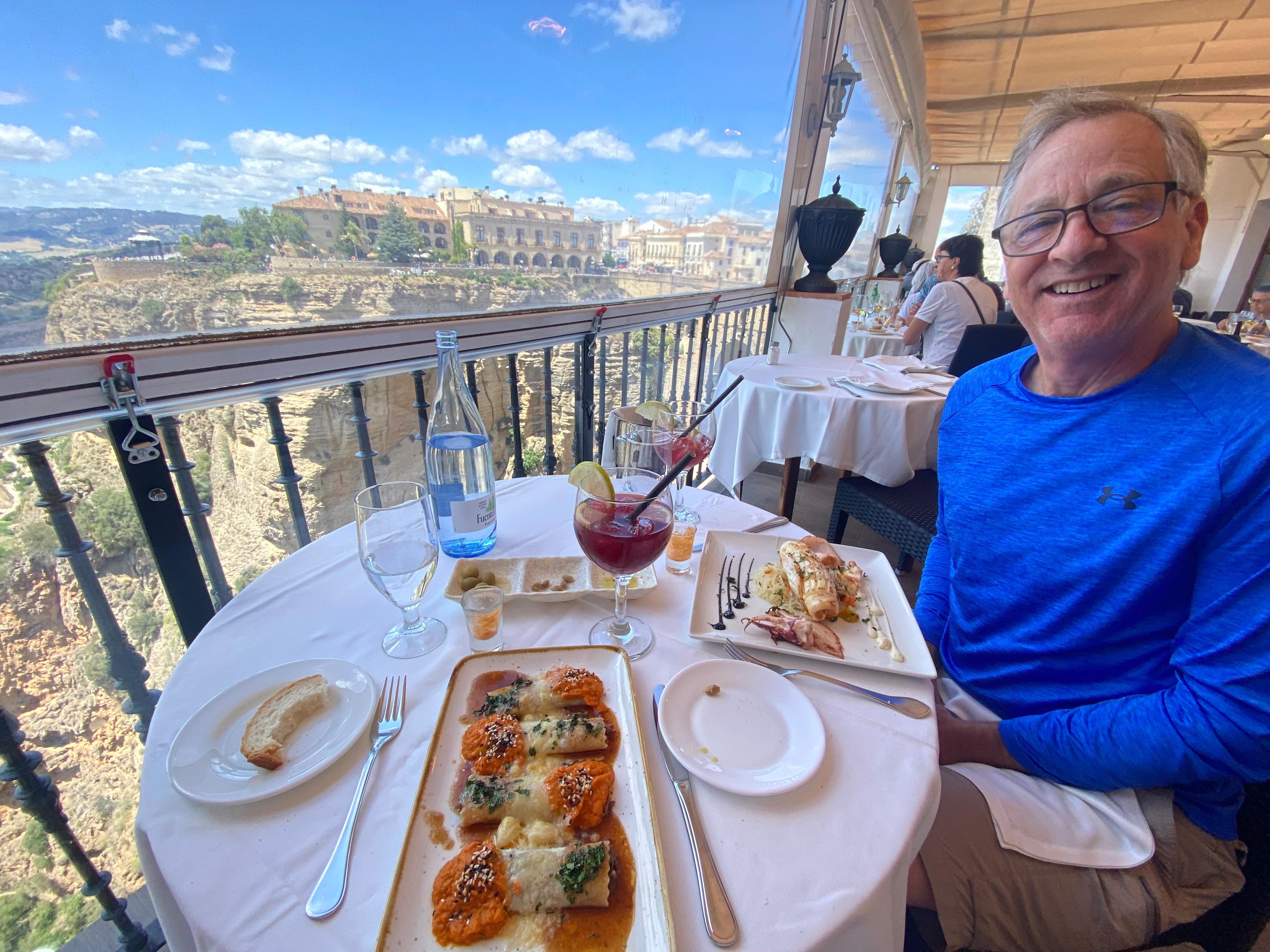 Lunch on the balcony of the hotel looking across the gorge back at Rondo. 