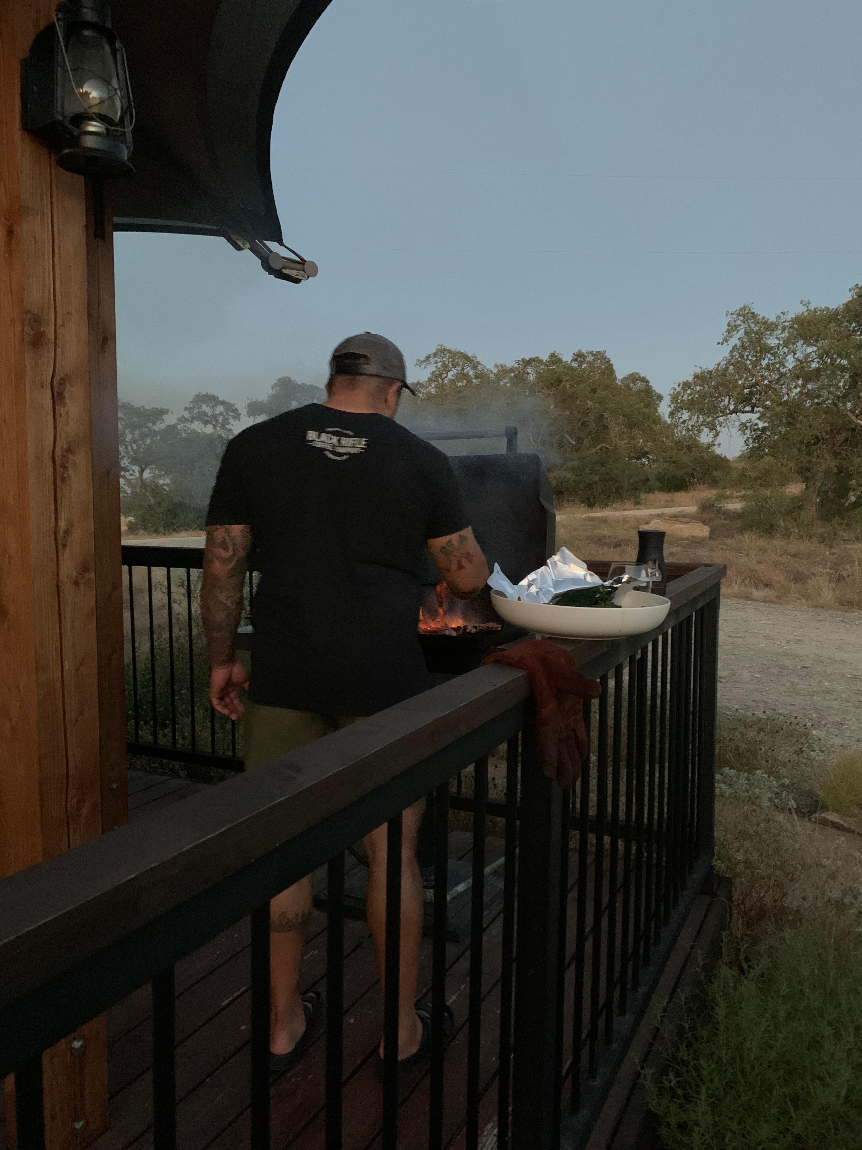 Hubby grilling