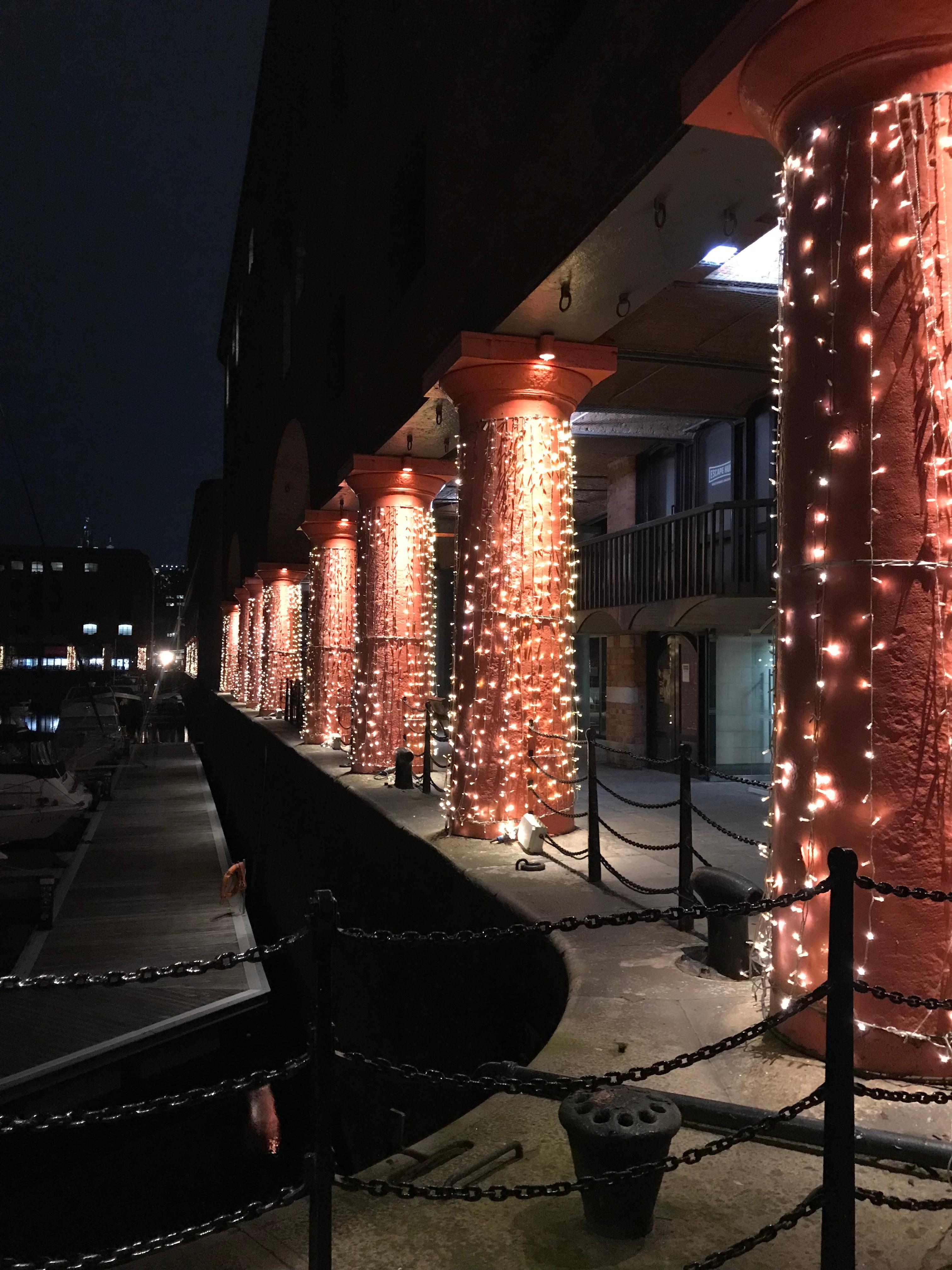 Albert docks at night