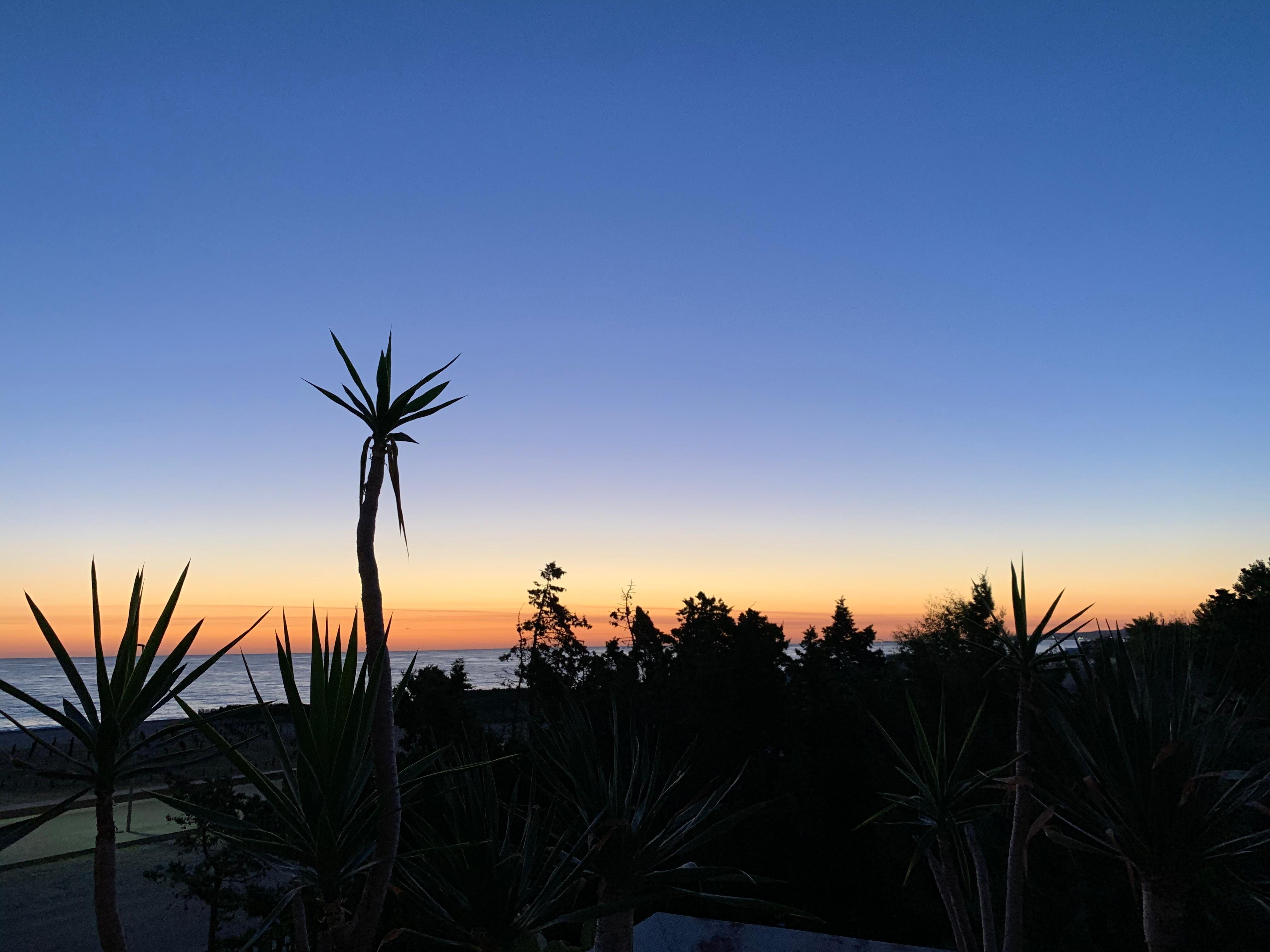 Sunrise. View from hotel room over Ionian Sea 