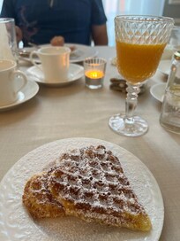 Desert waffle after breakfast