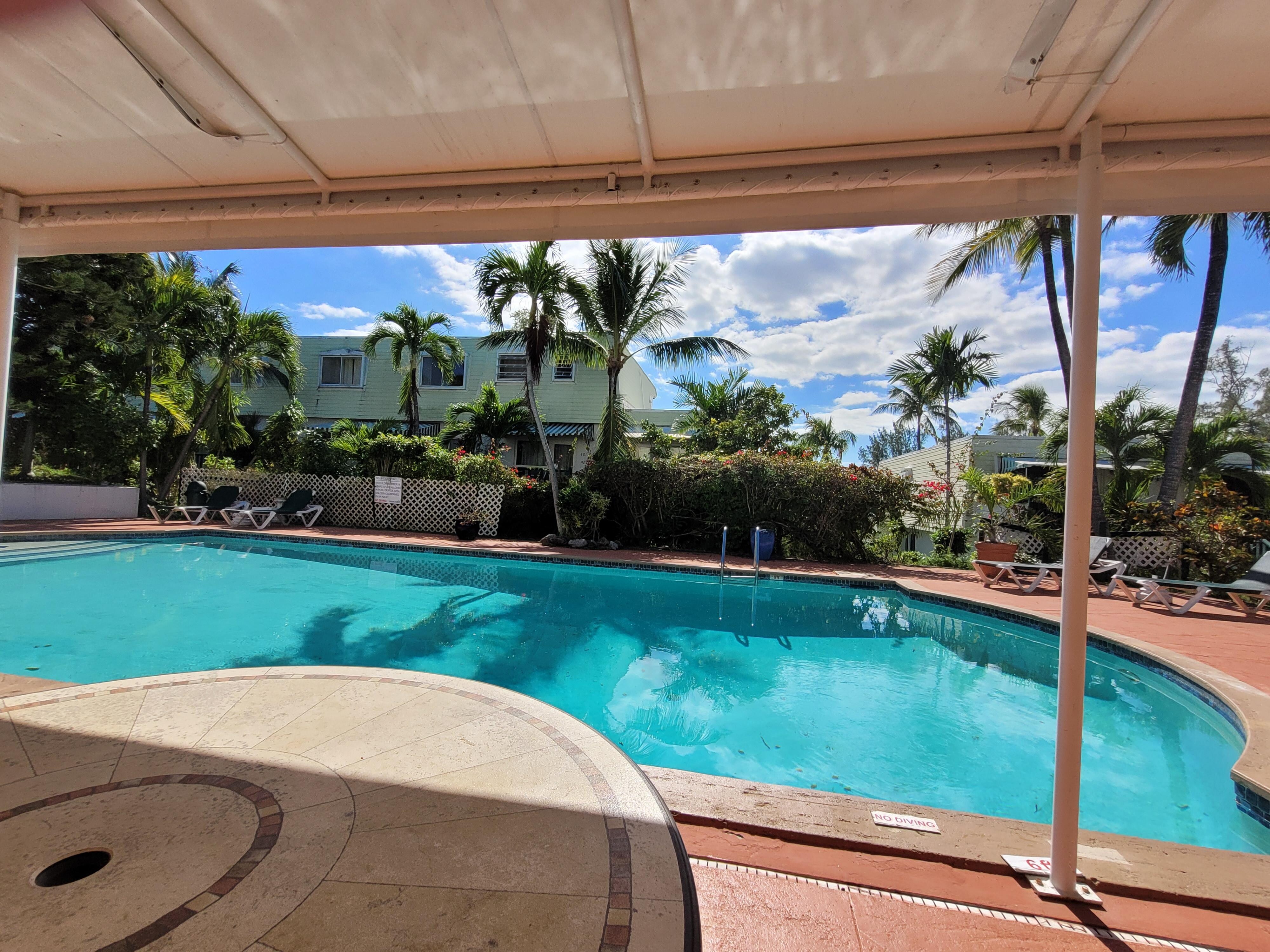 Pool outside restaurant and store. Great, cost effective restaurant cuz Bahamas is expensive.