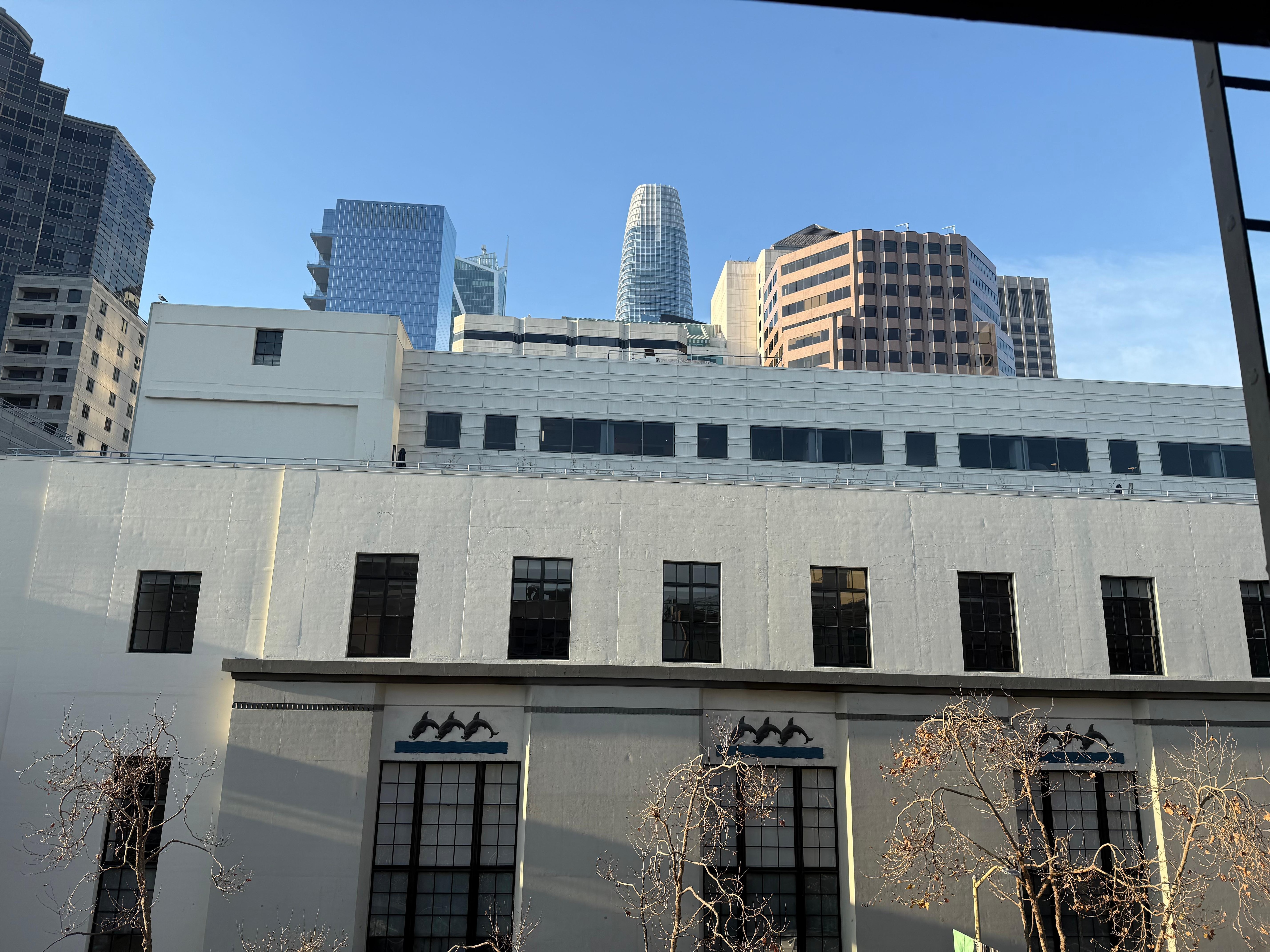 The view out of the fourth floor hall window