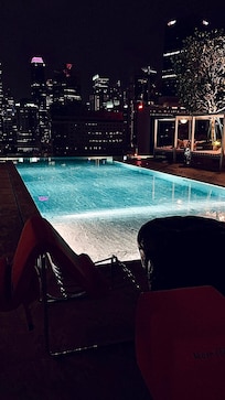 Rooftop pool at night