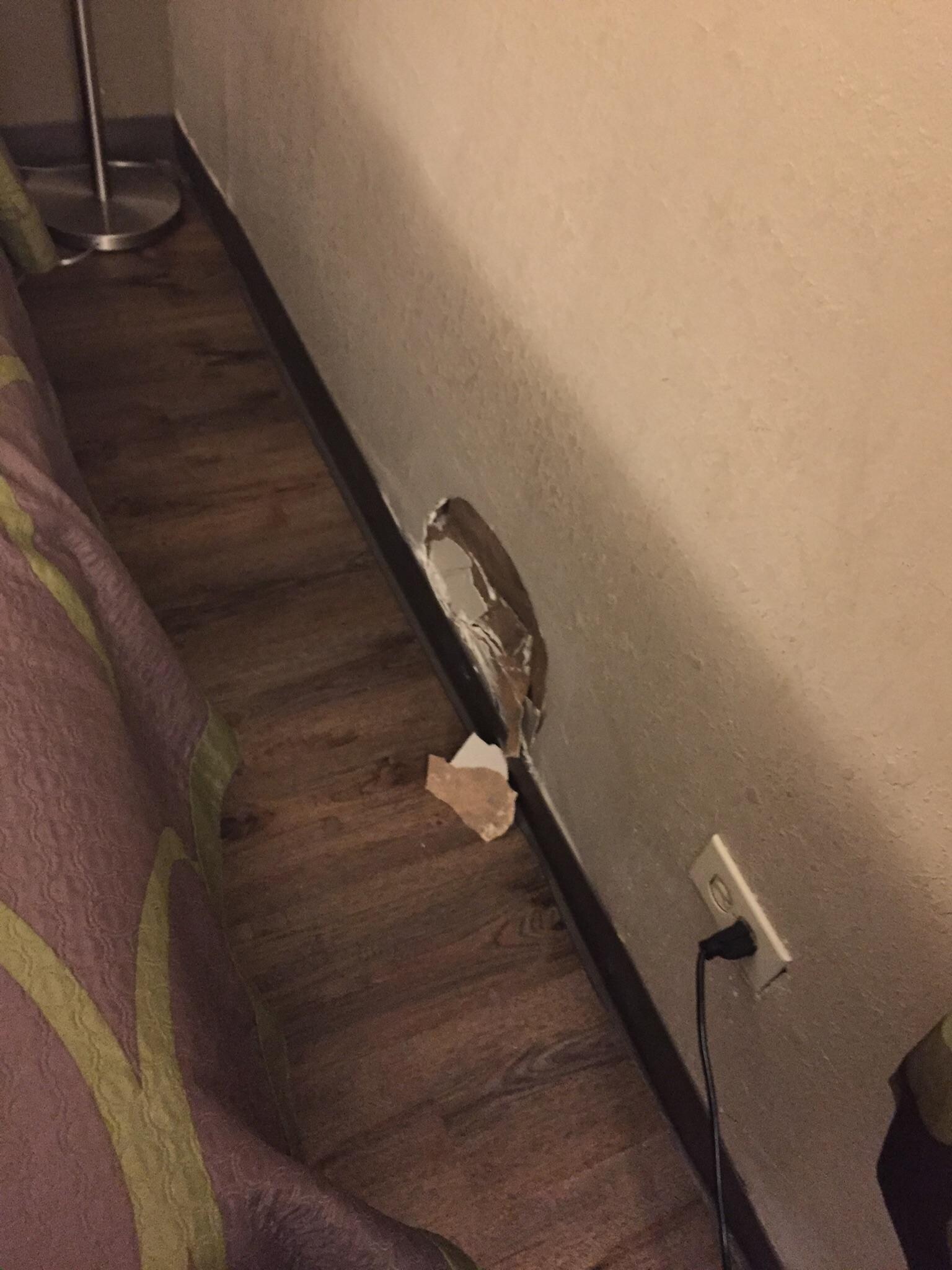 A hole on the wall.