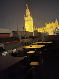 View from rooftop. Note, deck chairs have changed from hotel photos