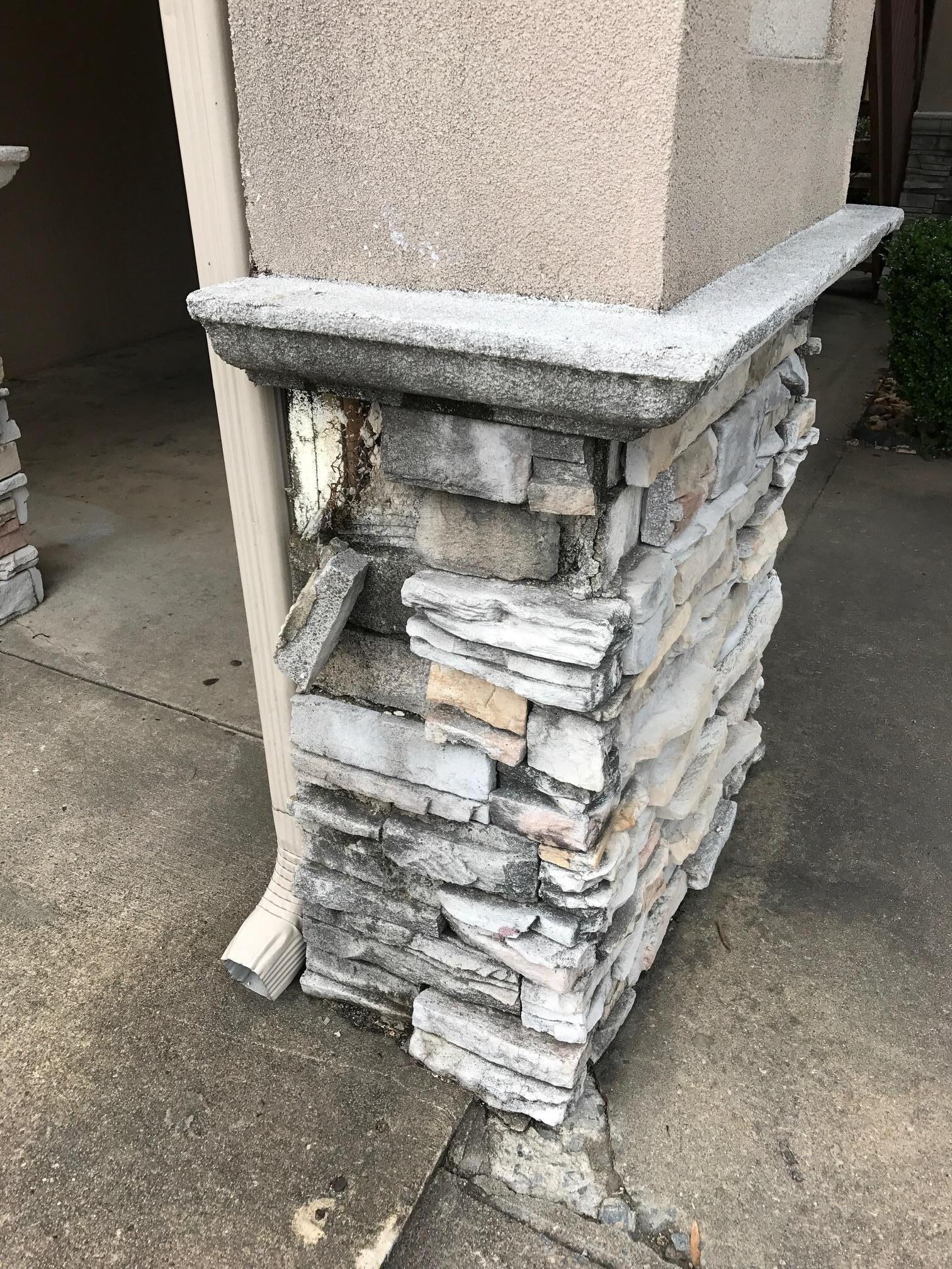 Another column with stone falling off