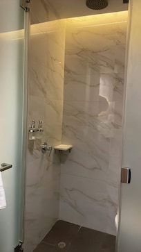 There was mould underneath the shower caddy, and mould on the roof. Not ventilation at all.