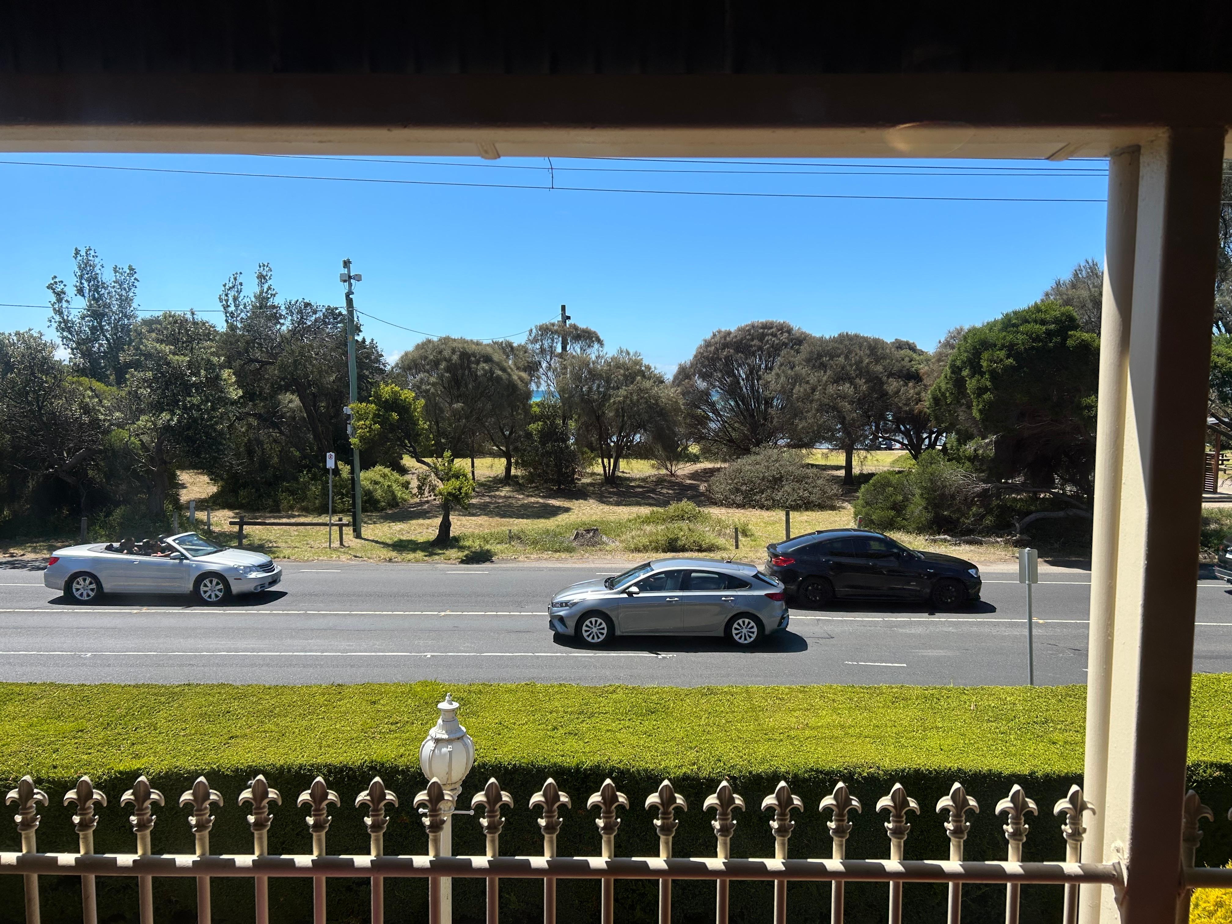 Beach is just past that tree line.