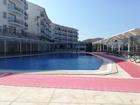 The upper accommodation and pool