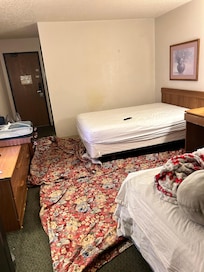 Had to put dirty comforters on floor and use as rugs