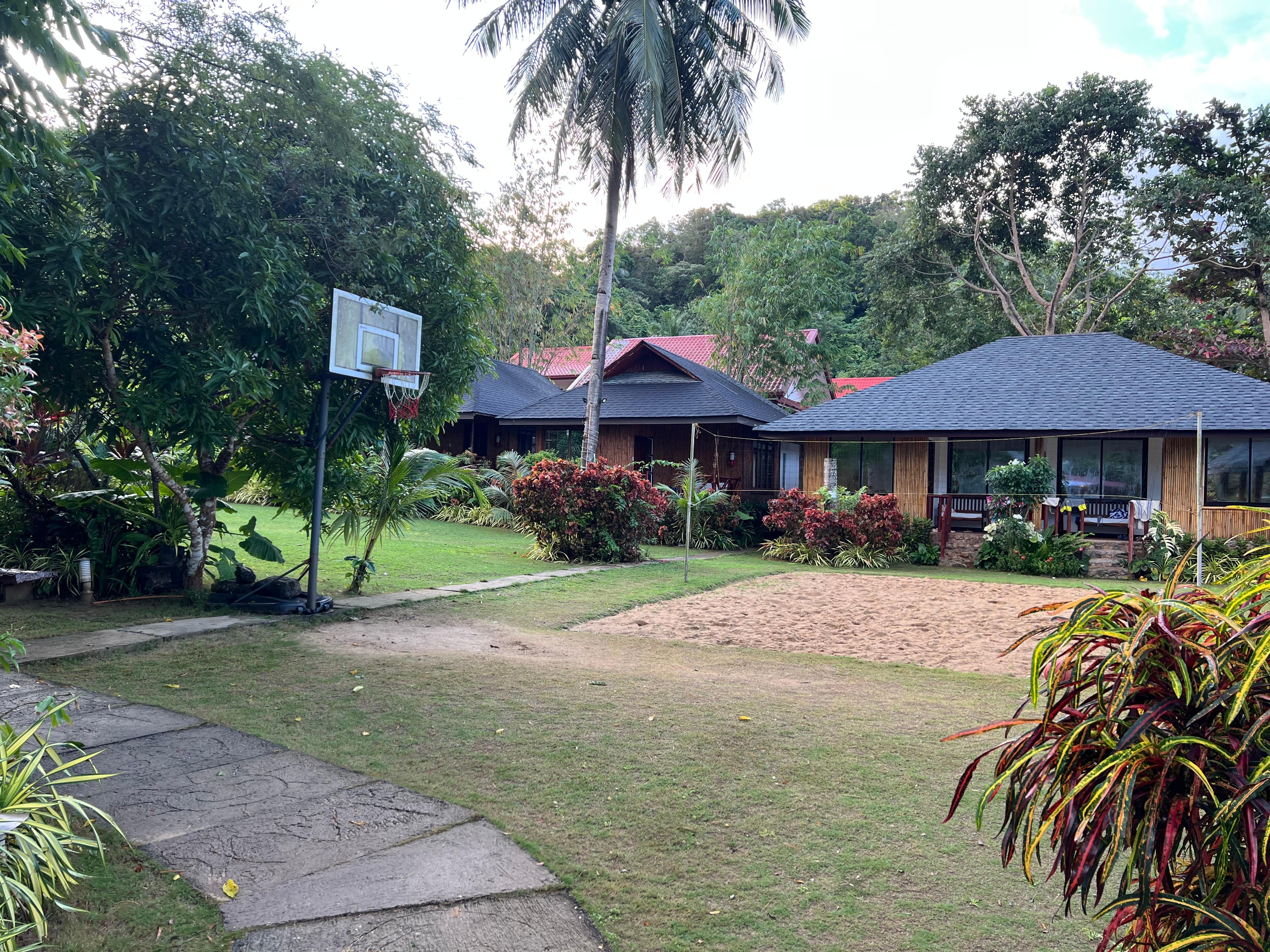 Zone du jardin avec basket et volley