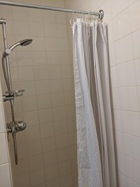 Clean shower, tho water pressure is on the low side