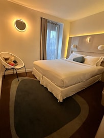 The room was very cleverly designed to make the most of the space. The window opens and overlooks the train station.
