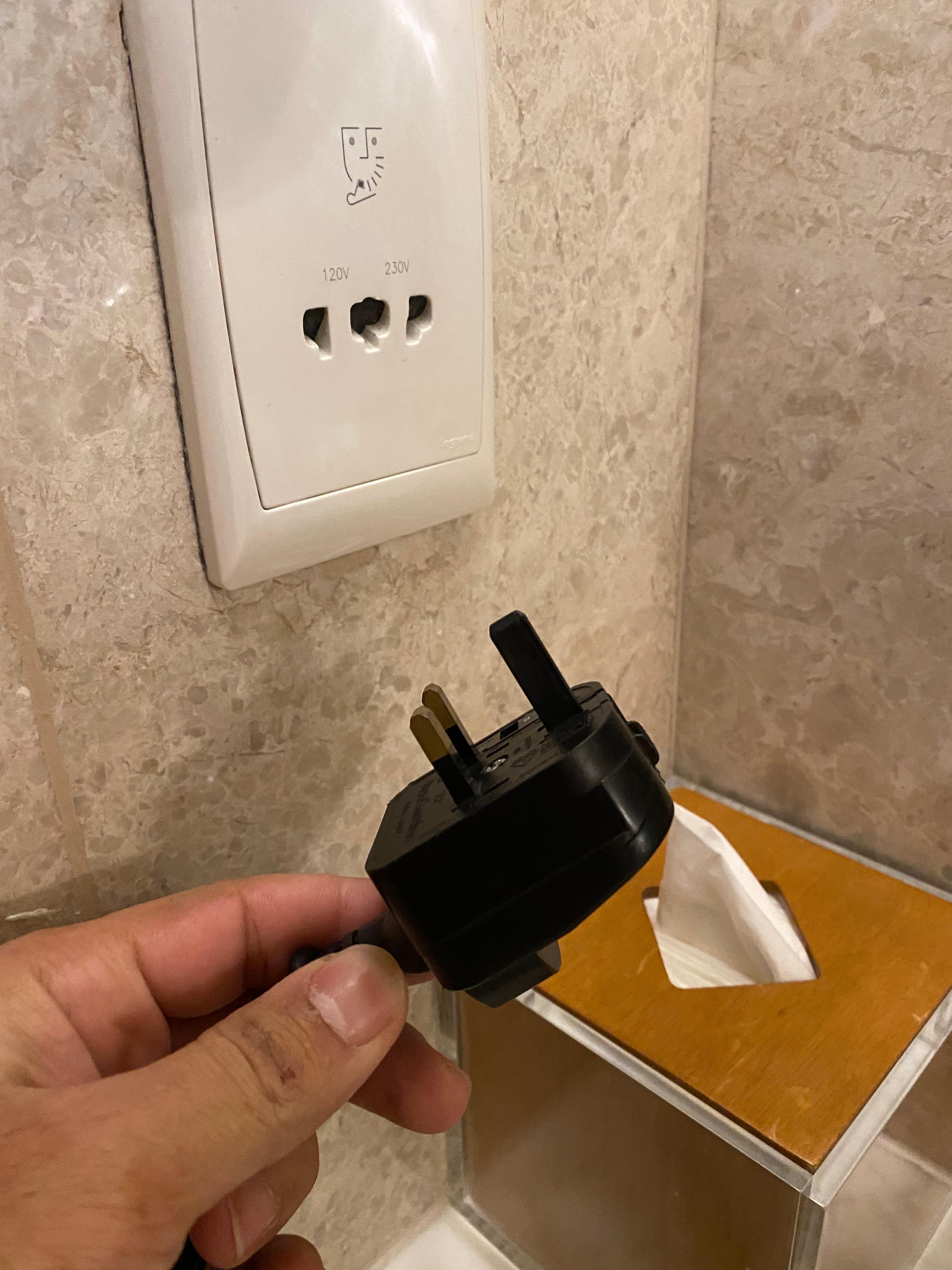 Couldn’t plug in the hair dryer to wall power outlet. 