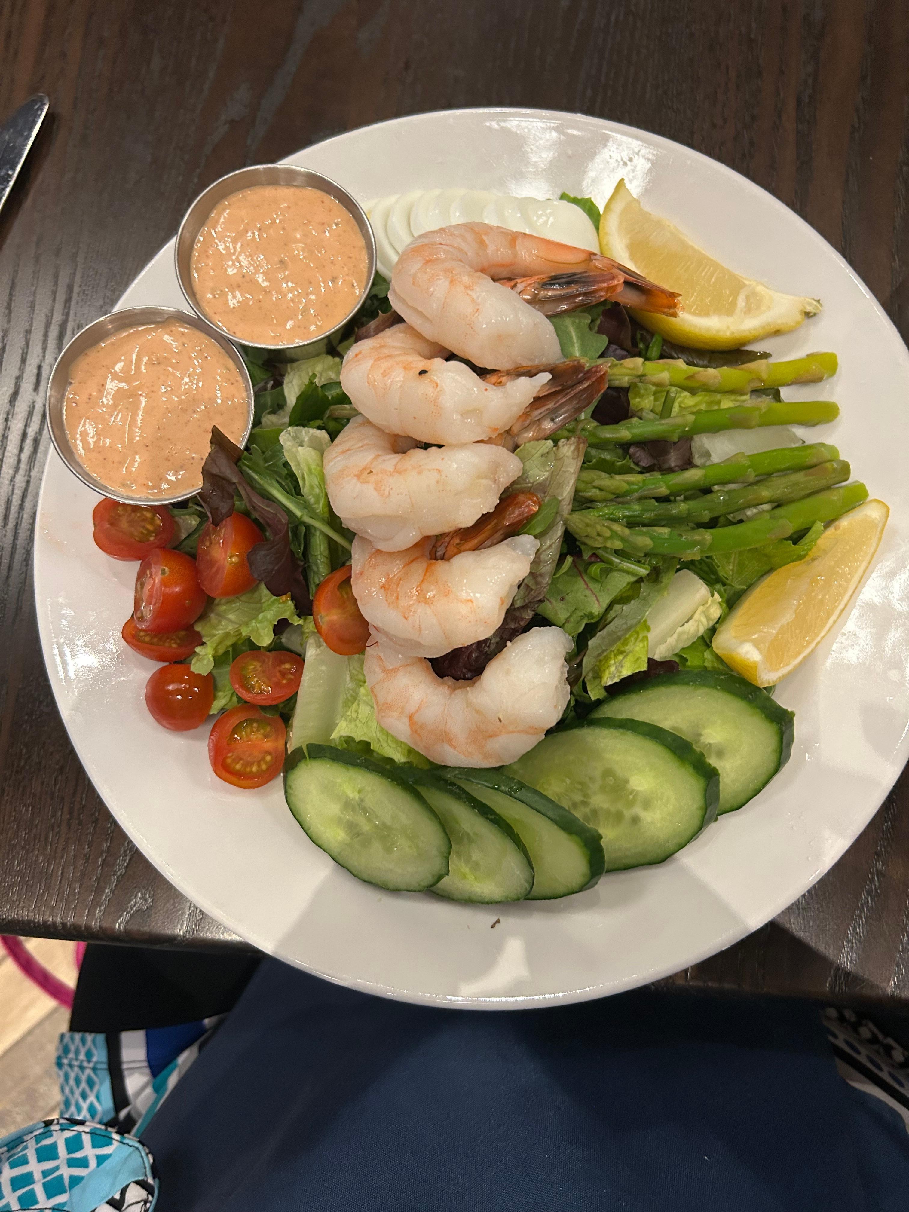 Shrimp Louie Salad at The Three Mountains Restaurant. Excellent food and great wait staff.