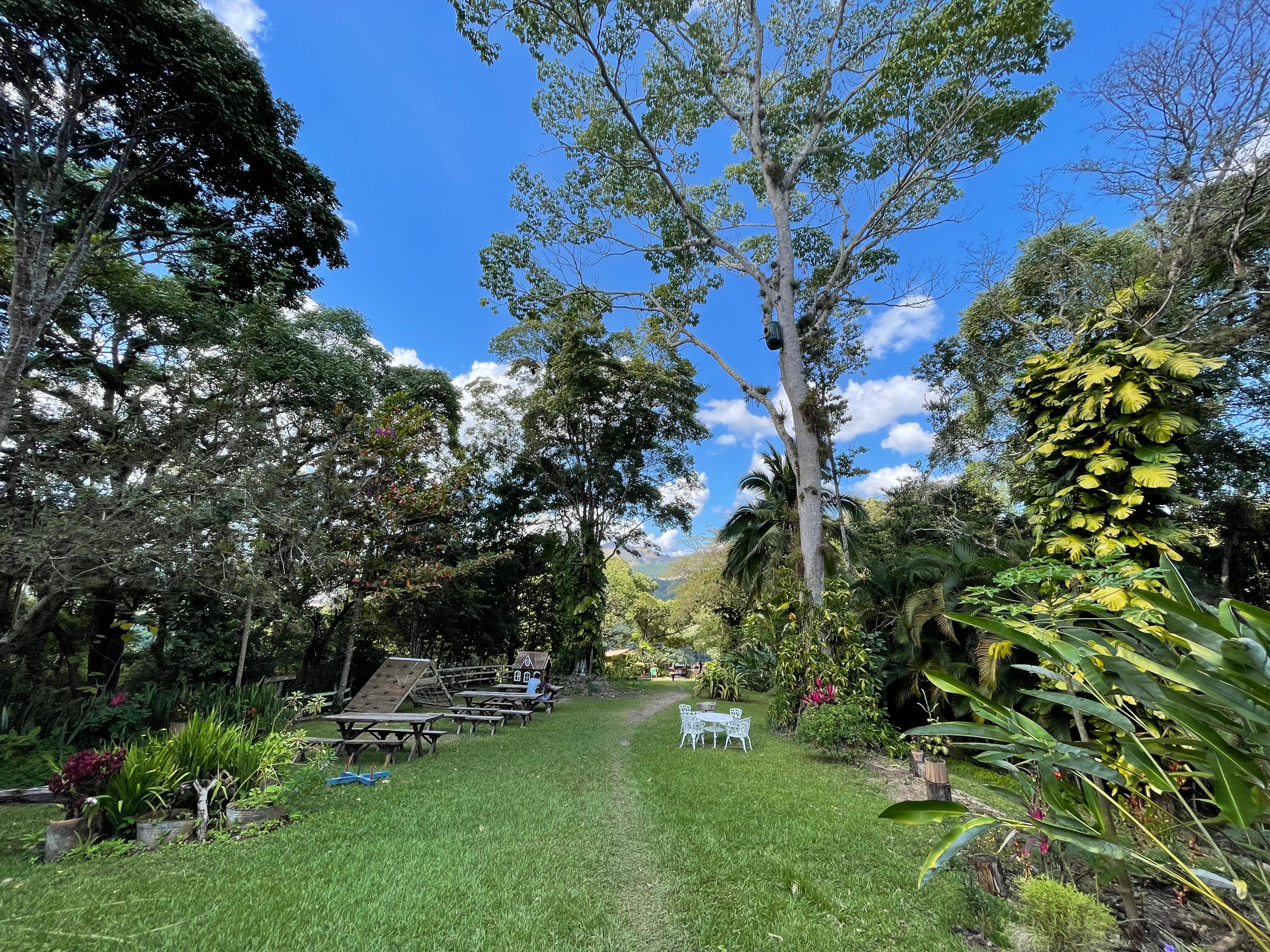 Walking back to the Hacienda from the patio bar. 