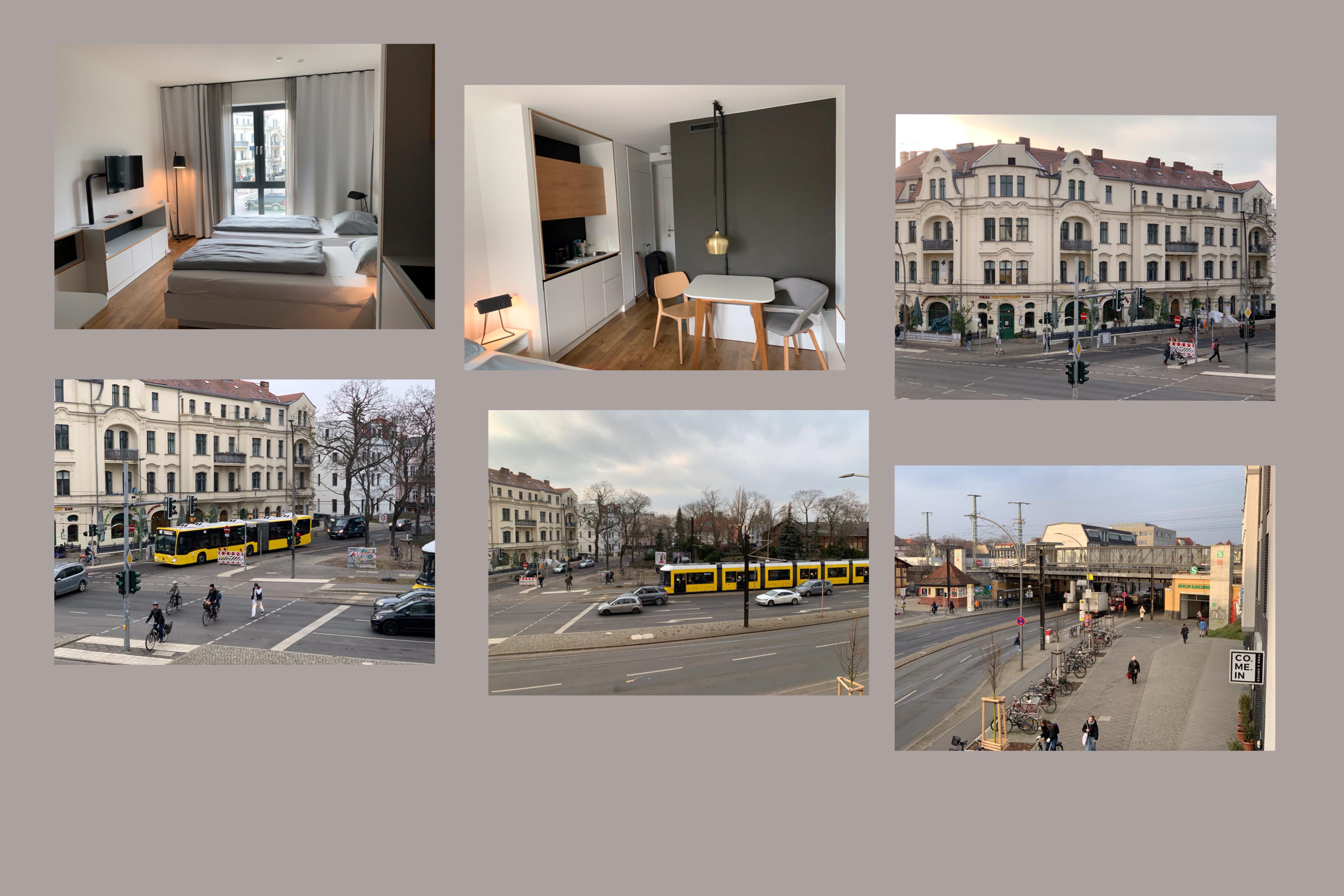 Hotellrummet och utsikten därifrån.