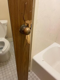 Bathroom door was kicked in