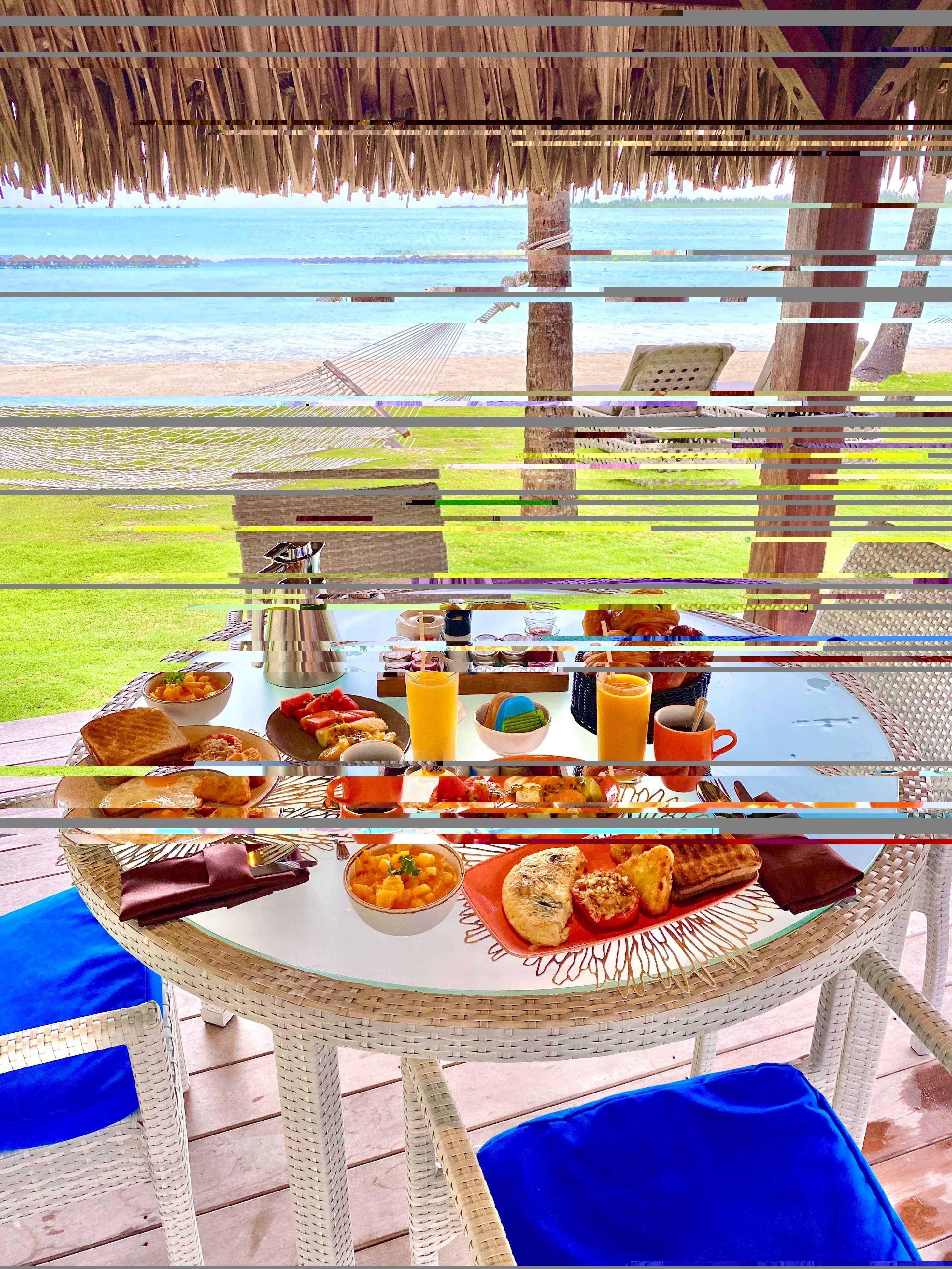 breakfast on beachfront villa patio