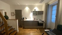The main room with kitchen