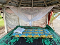 My bed set up in the fale