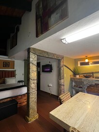 A faux fireplace made it extremely cozy and romantic