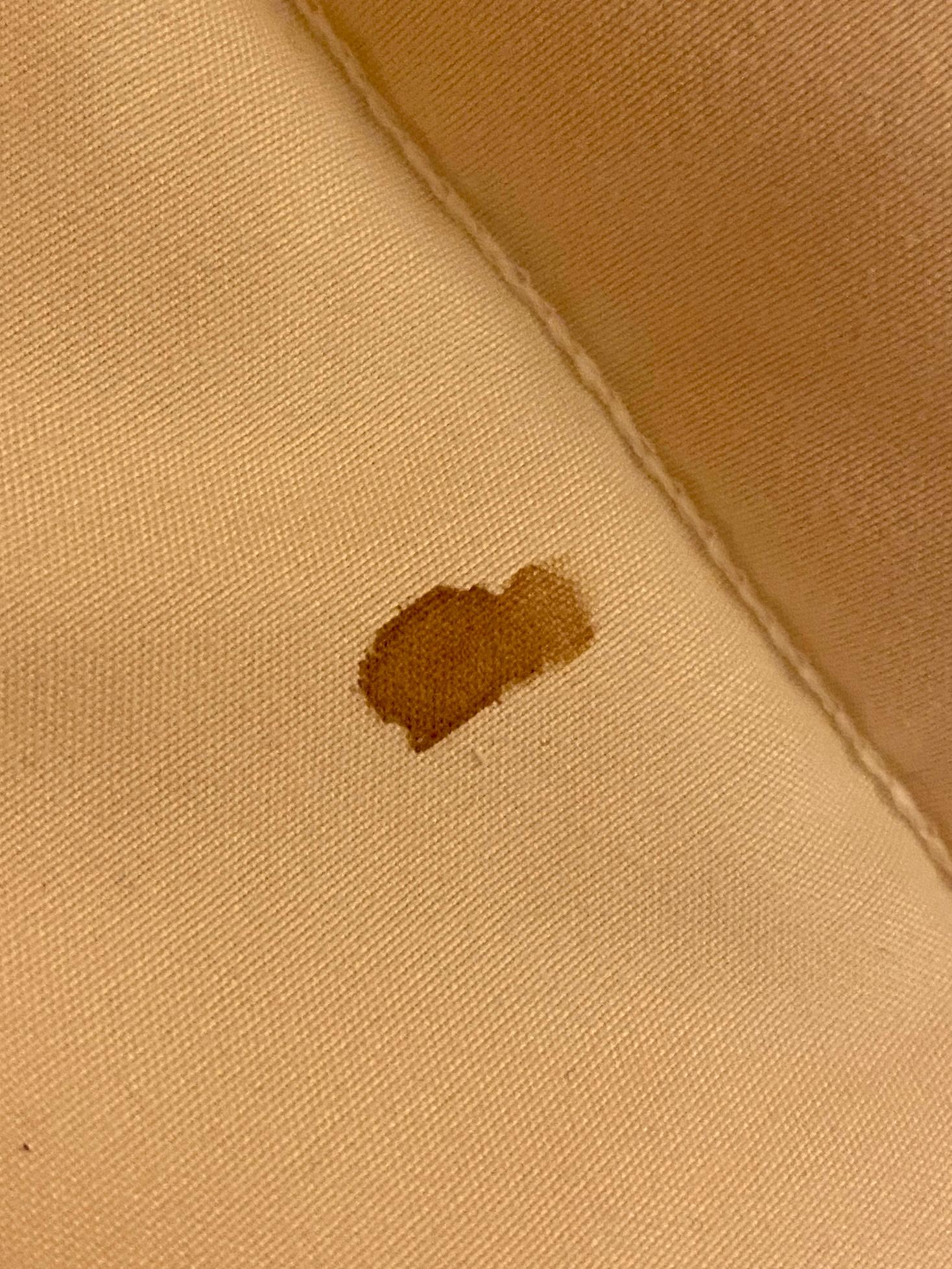 Old blood stains on the bedspread 