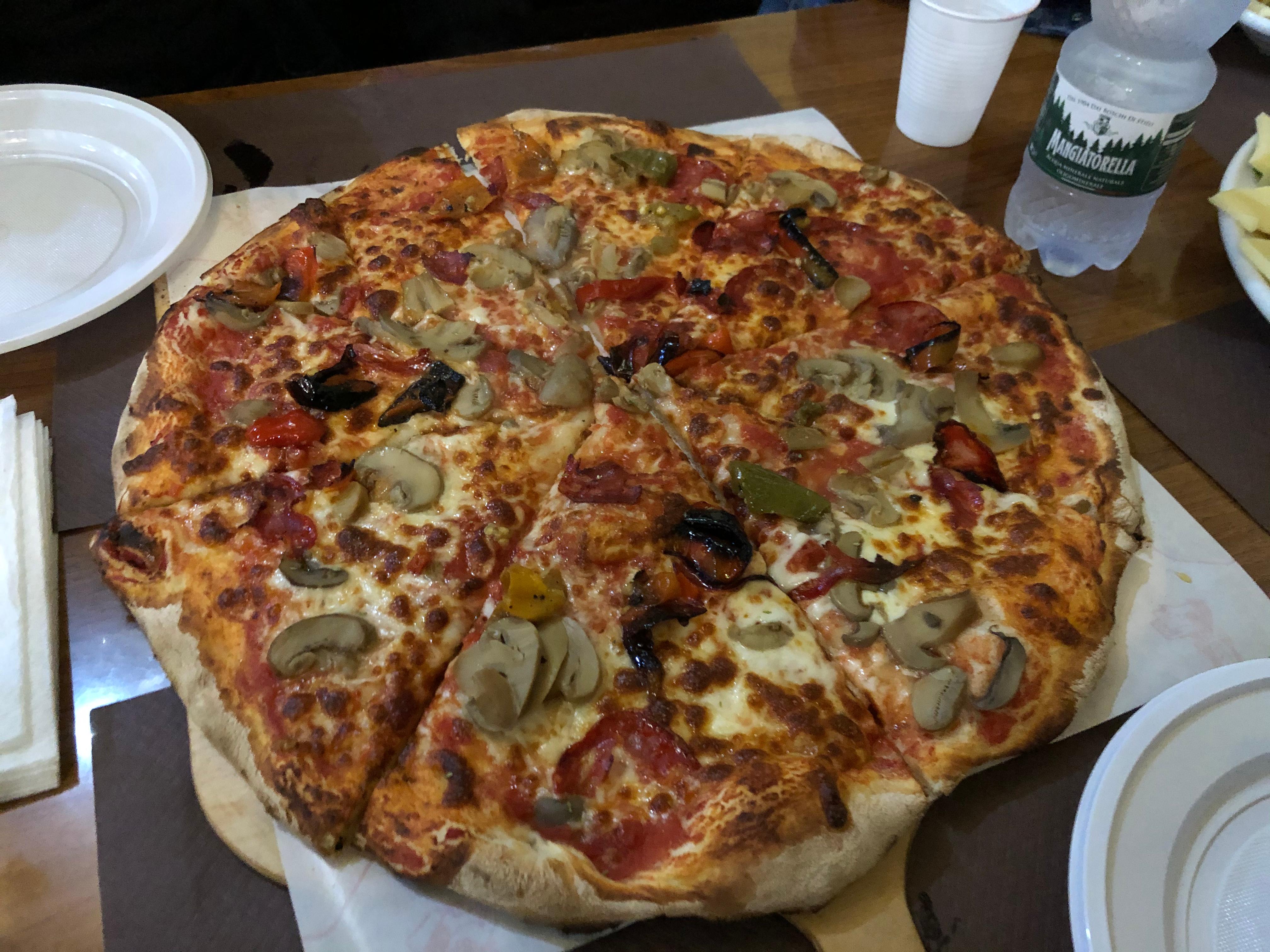 Pizza from a local pizzeria down the street. 