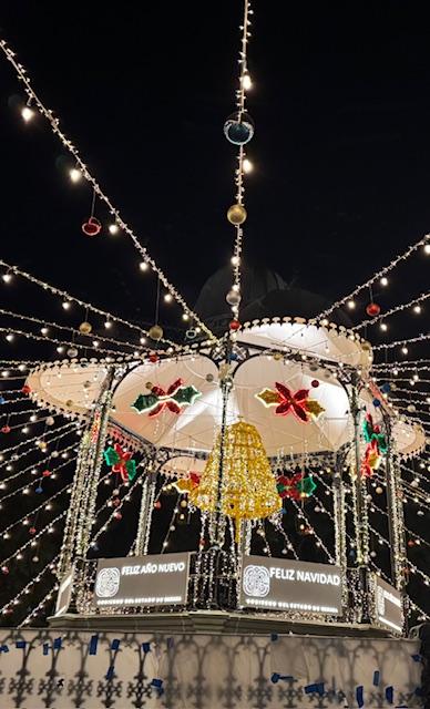 Seasons Greeting in the Zocalo outside the front door of the Hotel