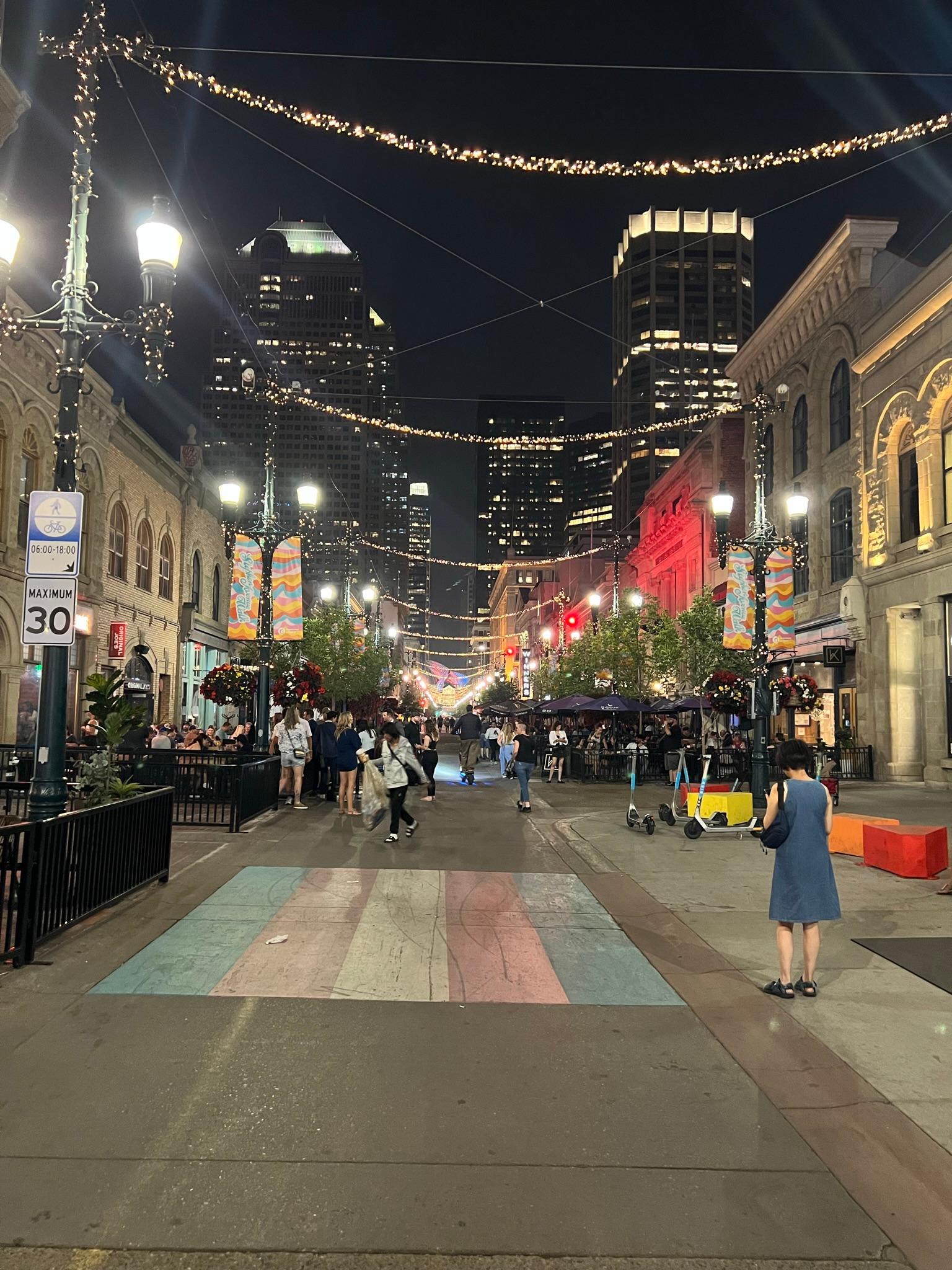 This is around the corner from the hotel at night. Great location!