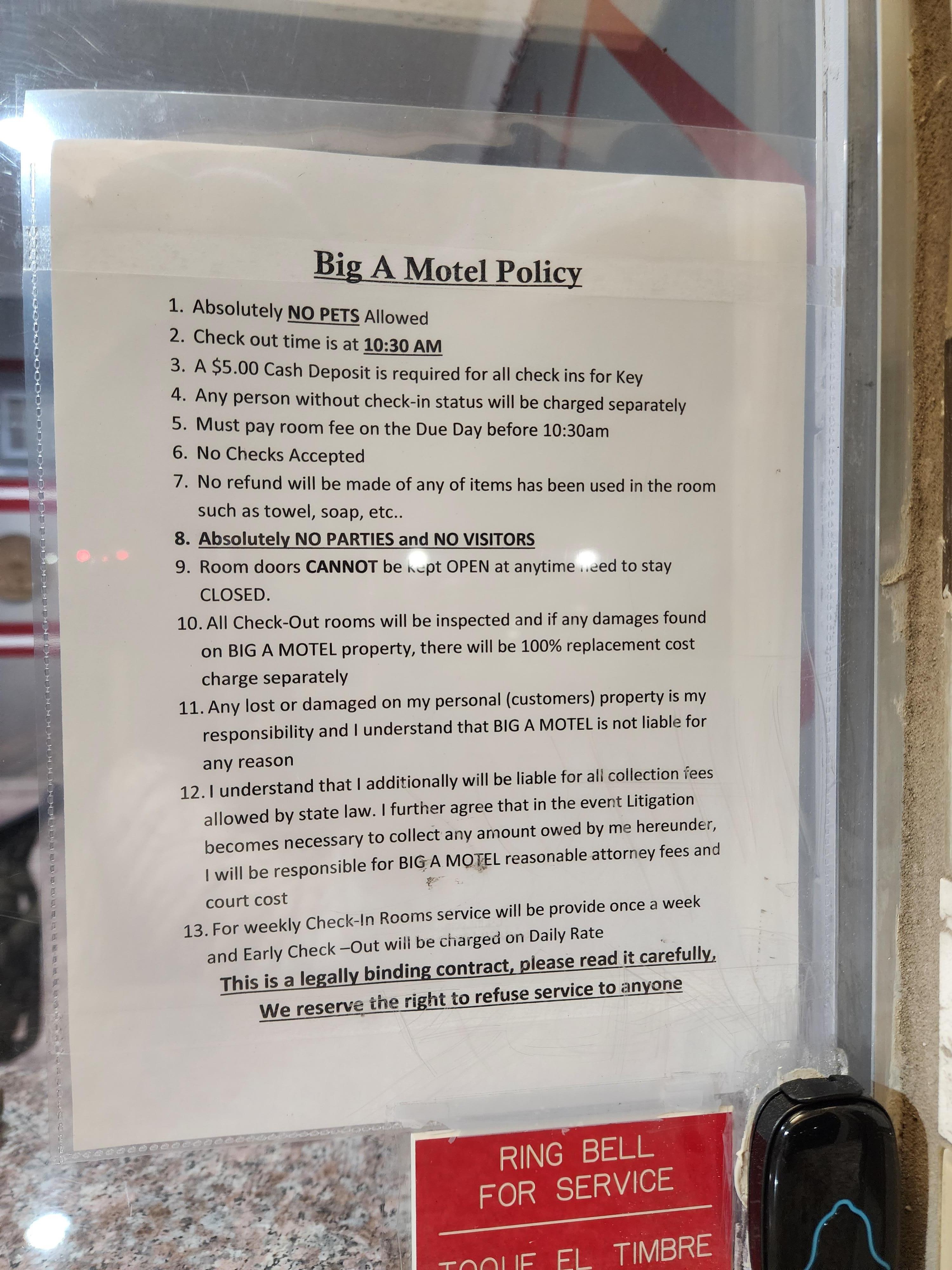 The morning check-out policy is enough to determine the type of hotel this establishment is used for.