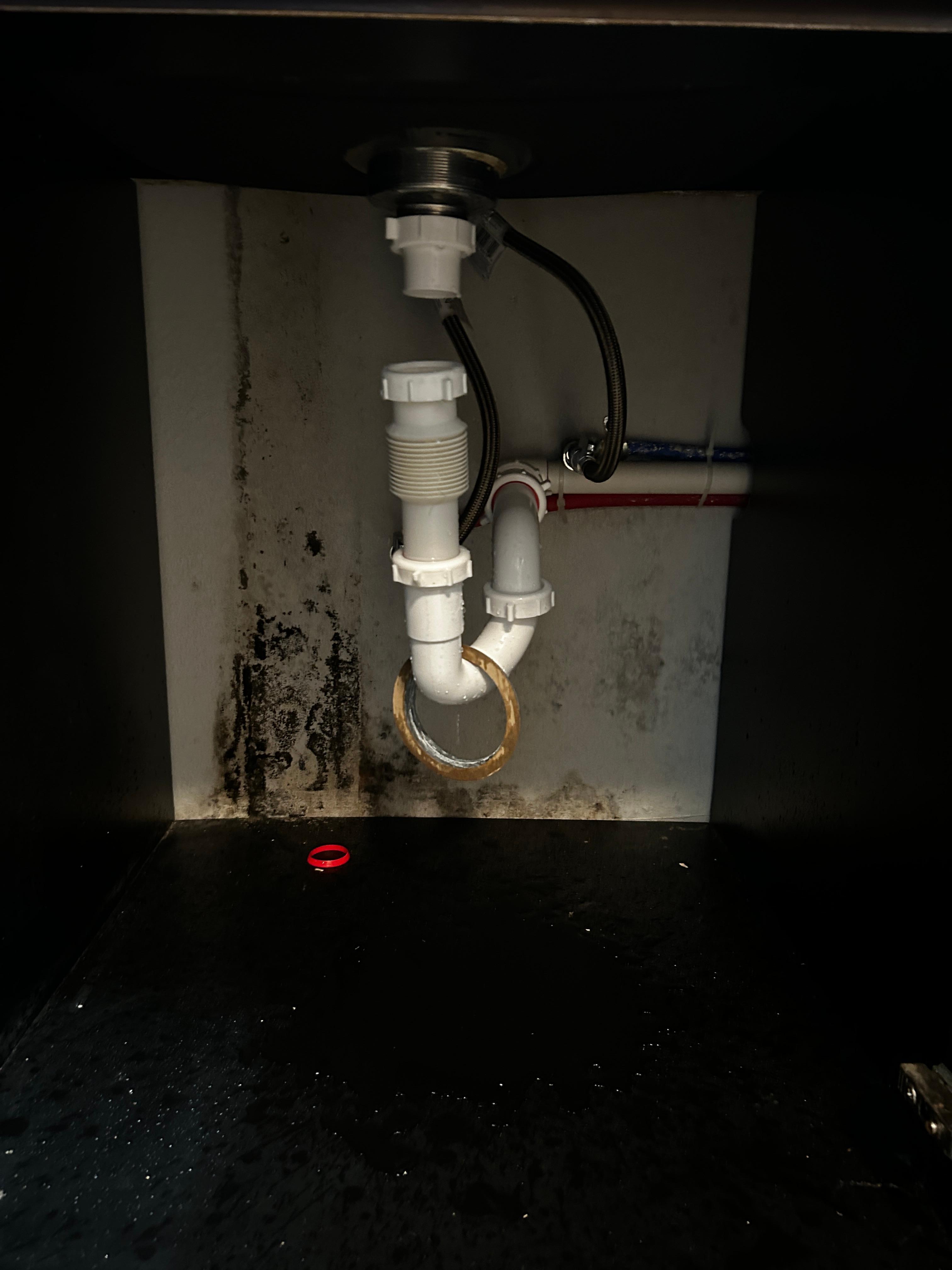 Sink not connected  and black mold