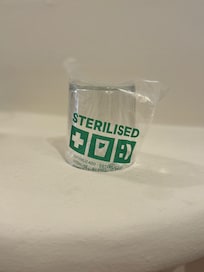 Reassuringly sterilised glass.