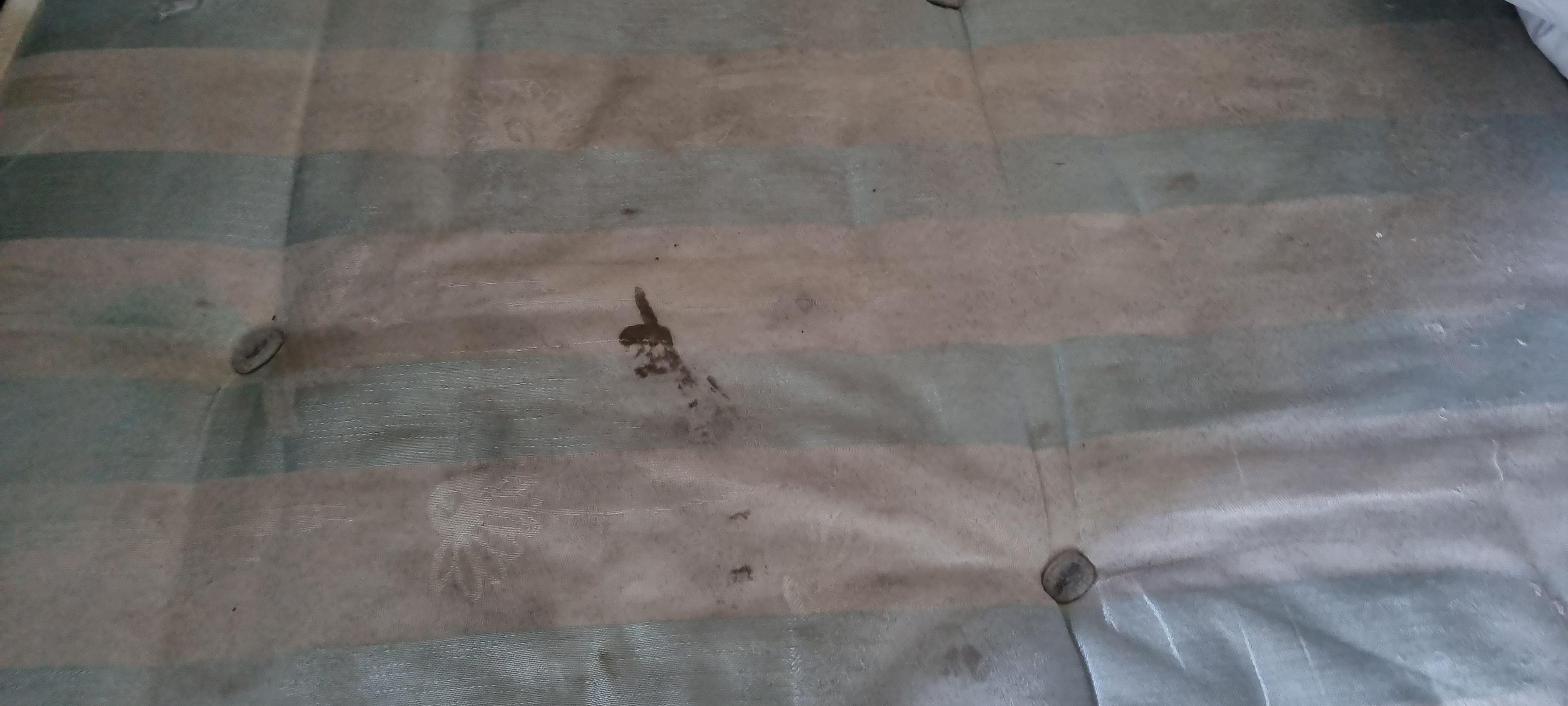 Heavily soiled and stained mattress