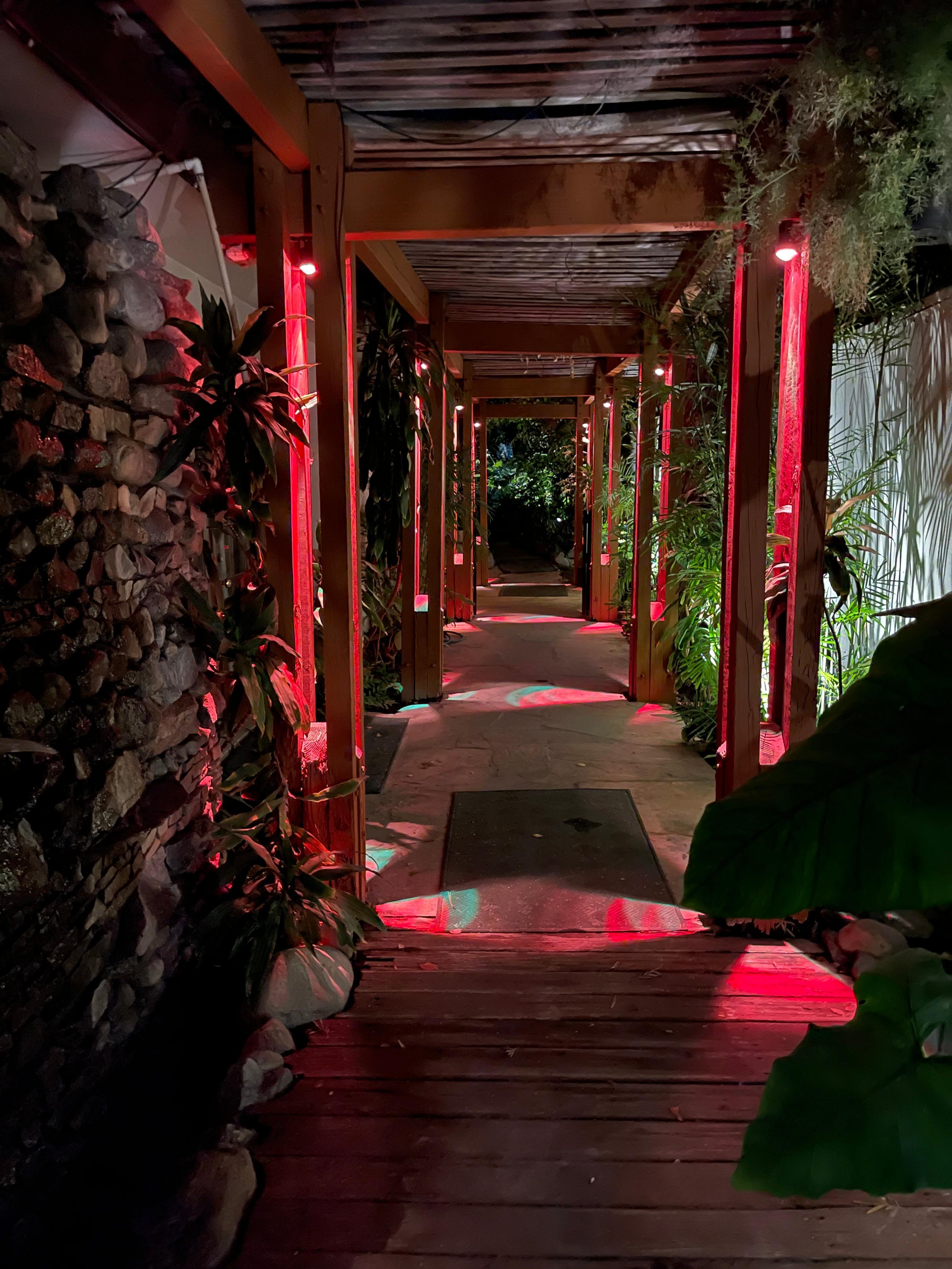 The walkways are well lit and very clean lush and green.