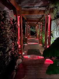 The walkways are well lit and very clean lush and green.