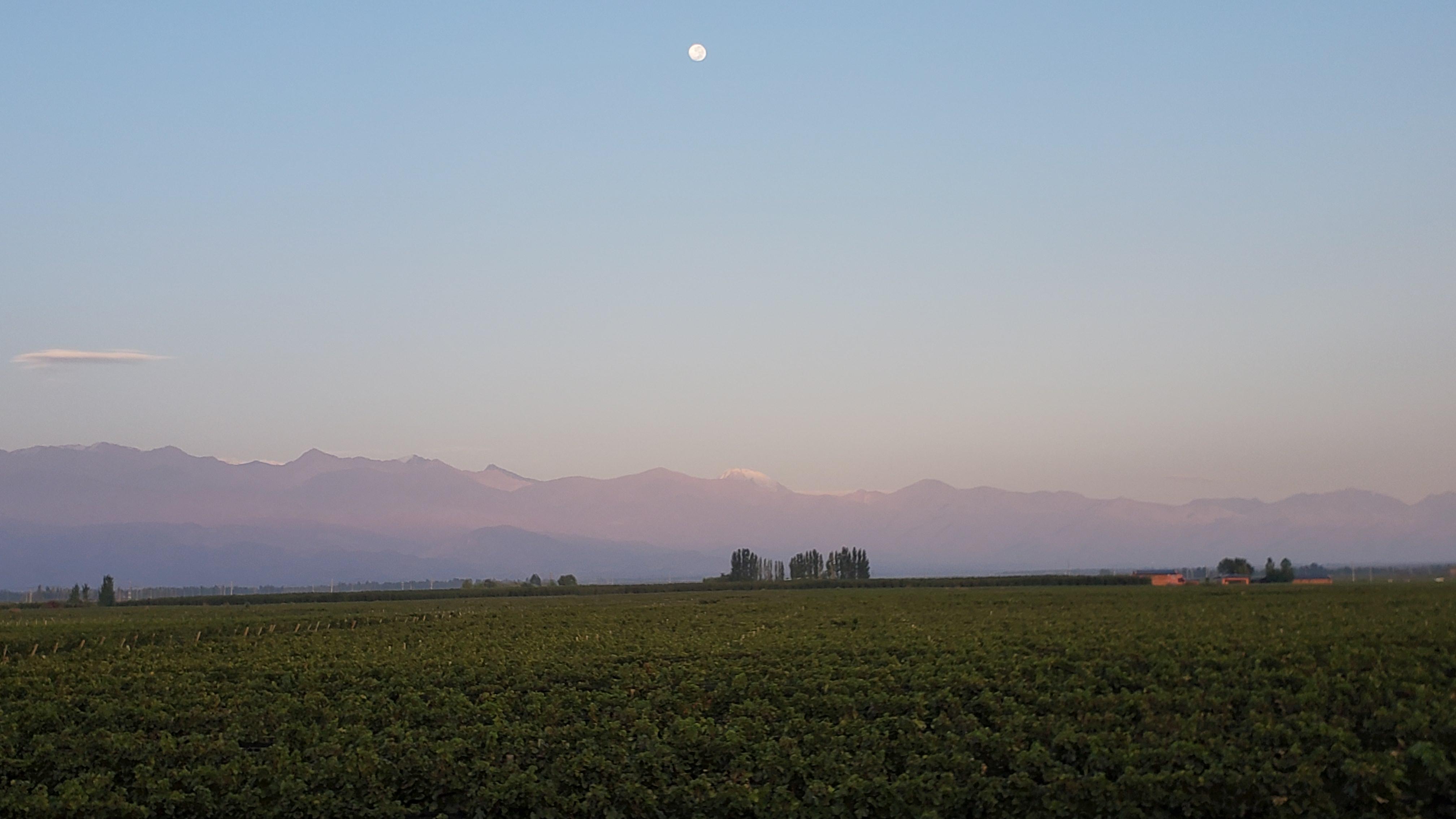 Sunrise with full moon