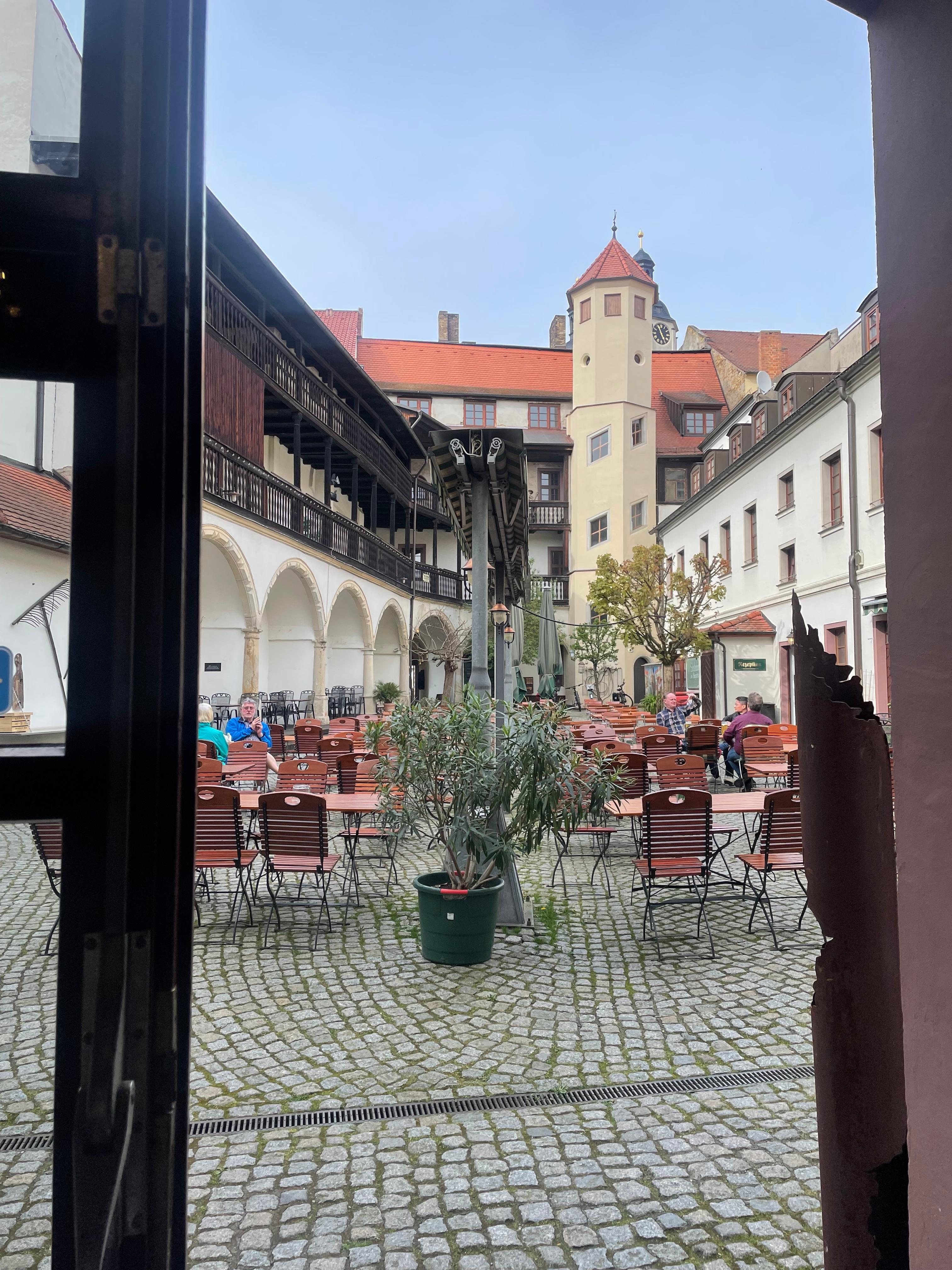 The hotel’s lovely courtyard