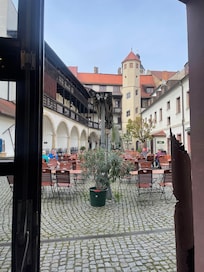 The hotel’s lovely courtyard