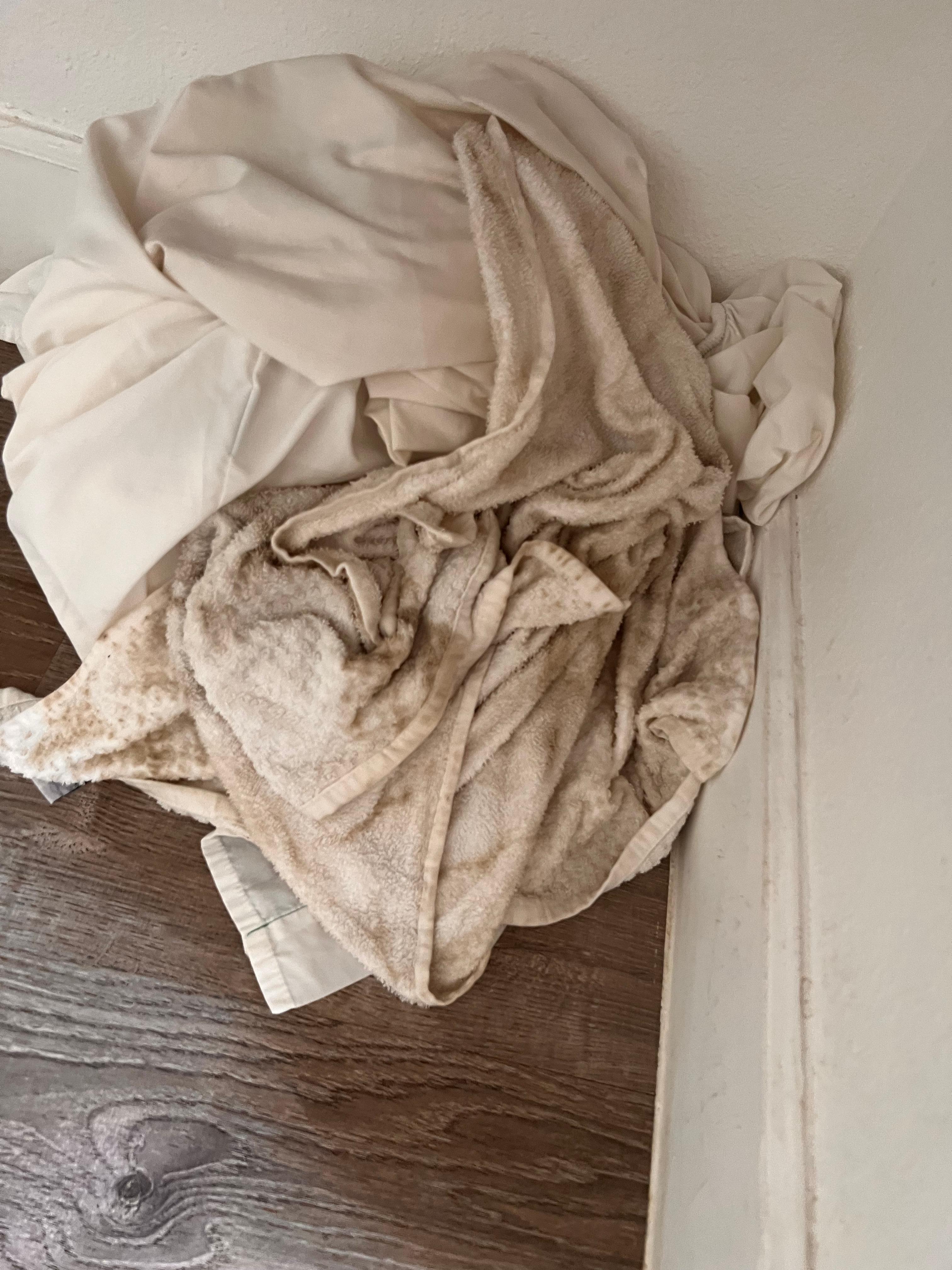 Towels I used to wipe the sticky floor