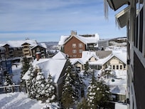 View of village and slopes from balcony