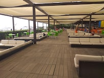 Lounge area at the snack bar by the beach.