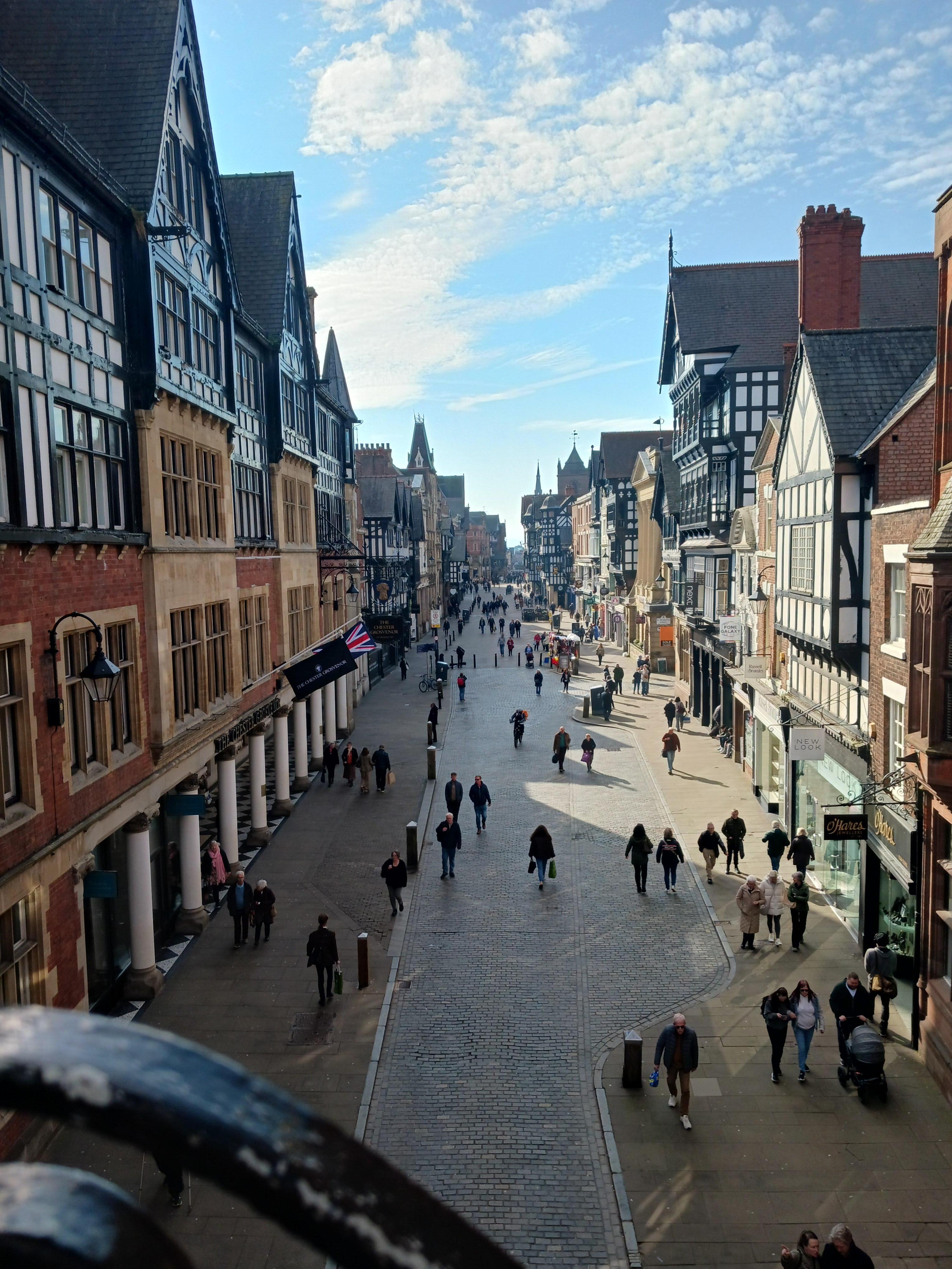 Looking down onto Chester town