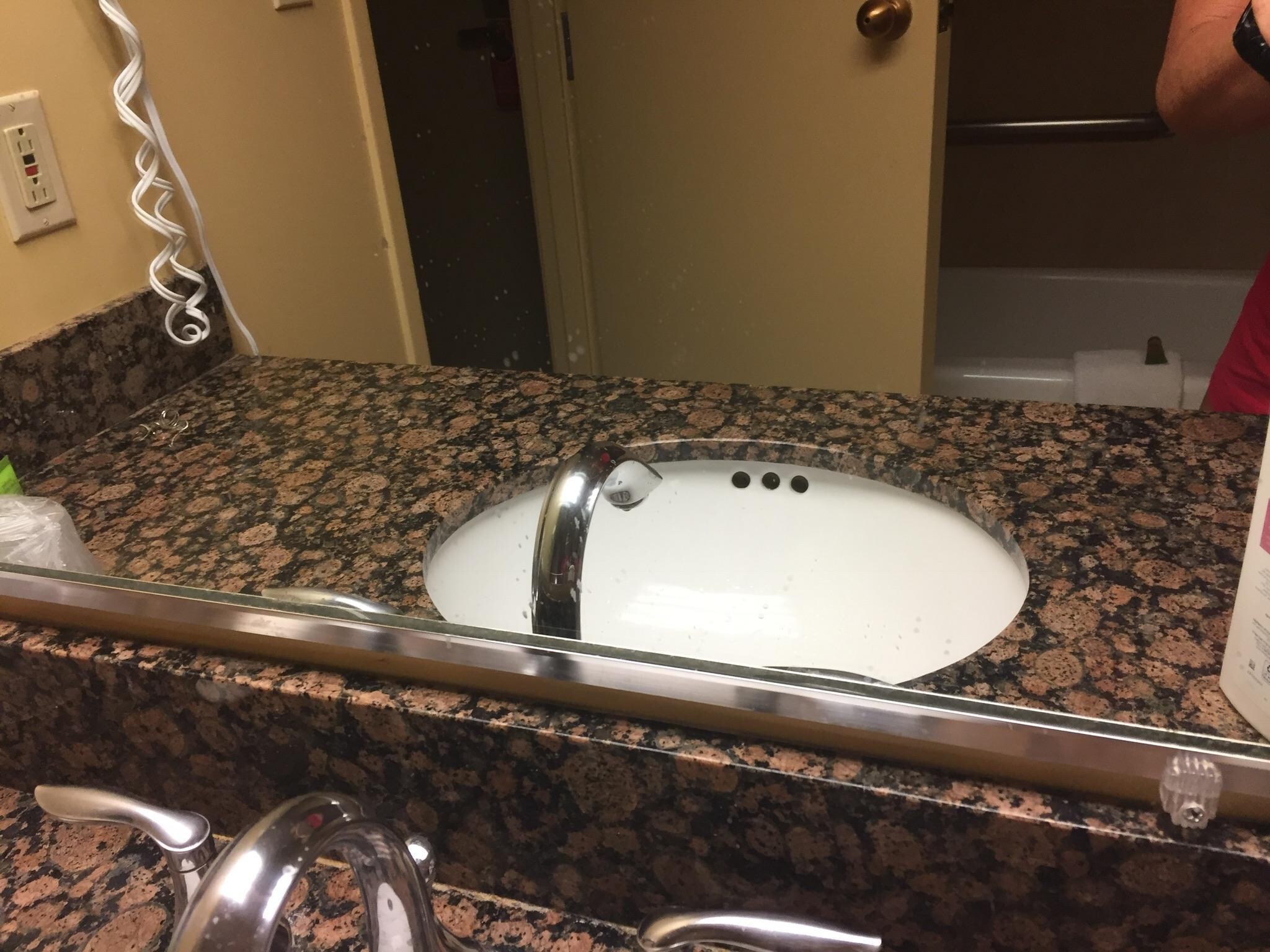 Toothpaste spray on mirror
