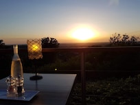 Repas avec le coucher du soleil, magnifique.
