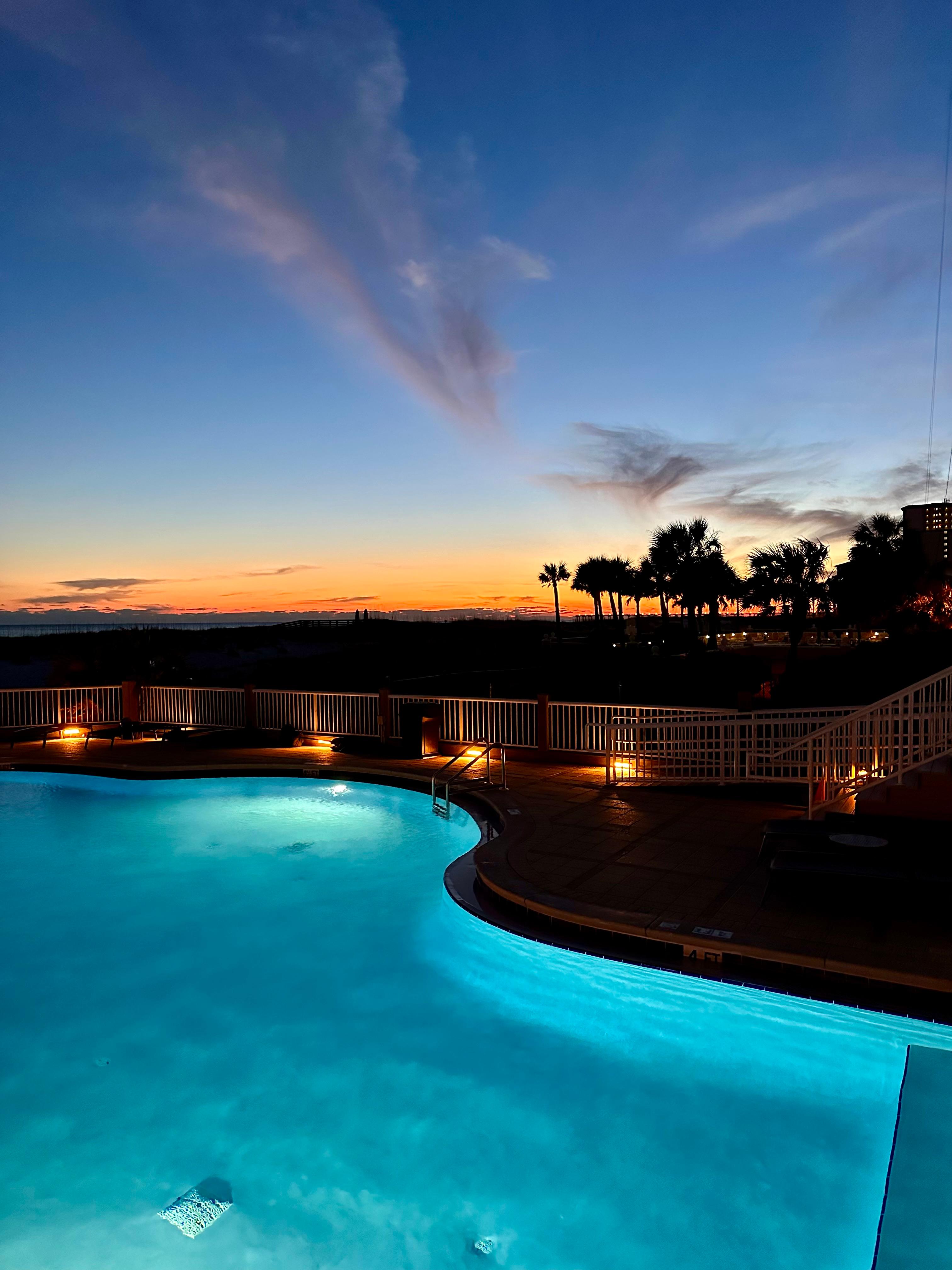 Pool at sunset.